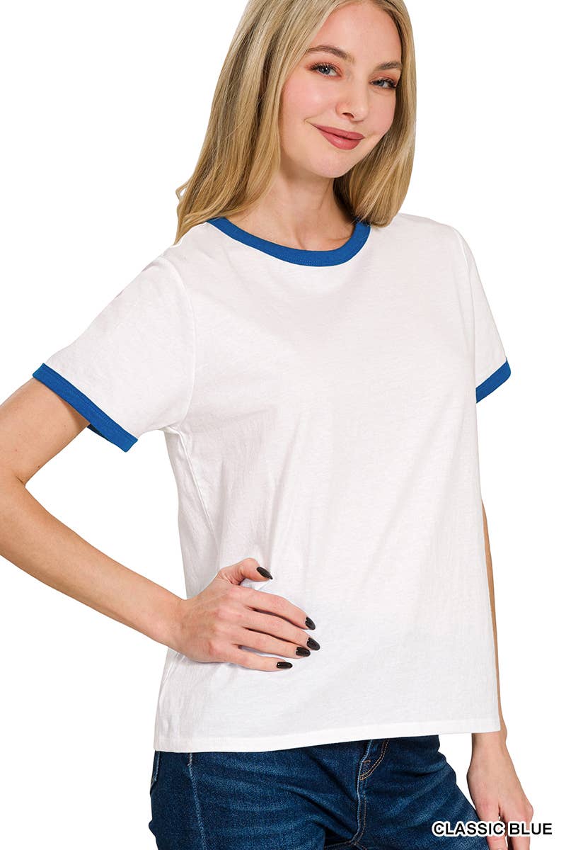 .SI-27279 Contrast Binding Short Sleeve Tee Shirts Hoodie, Sweatshirt | PodTeesHub.com