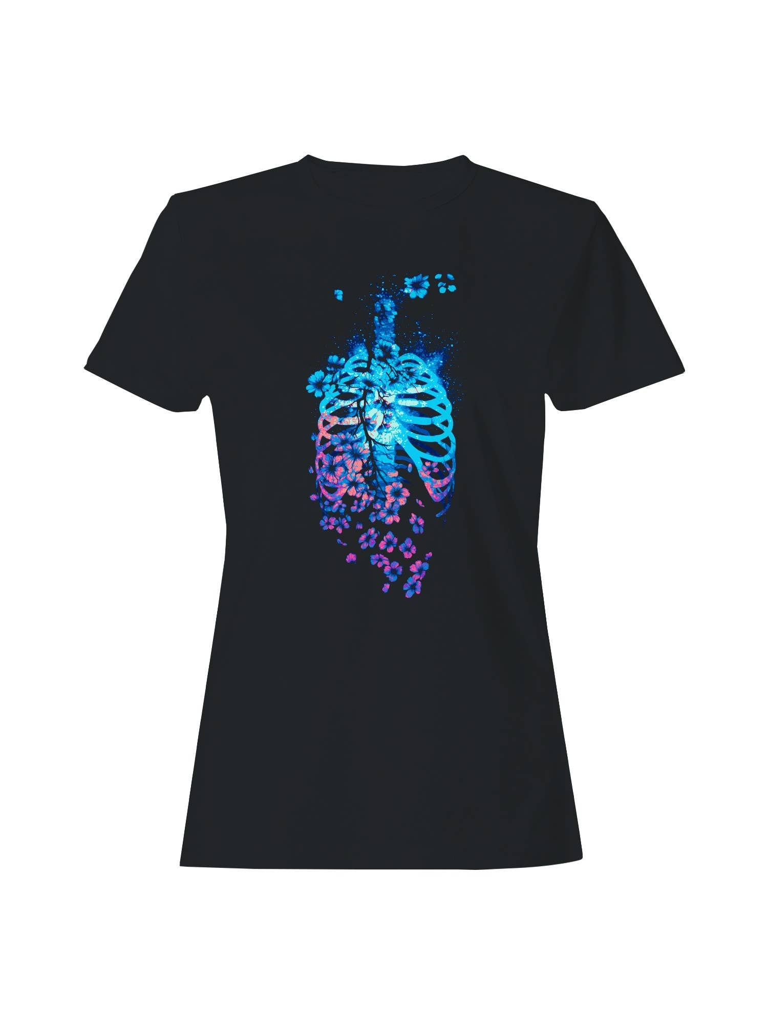 Neon Floral Ribcage Art Women's T-Shirt Hoodie, Sweatshirt | PodTeesHub.com