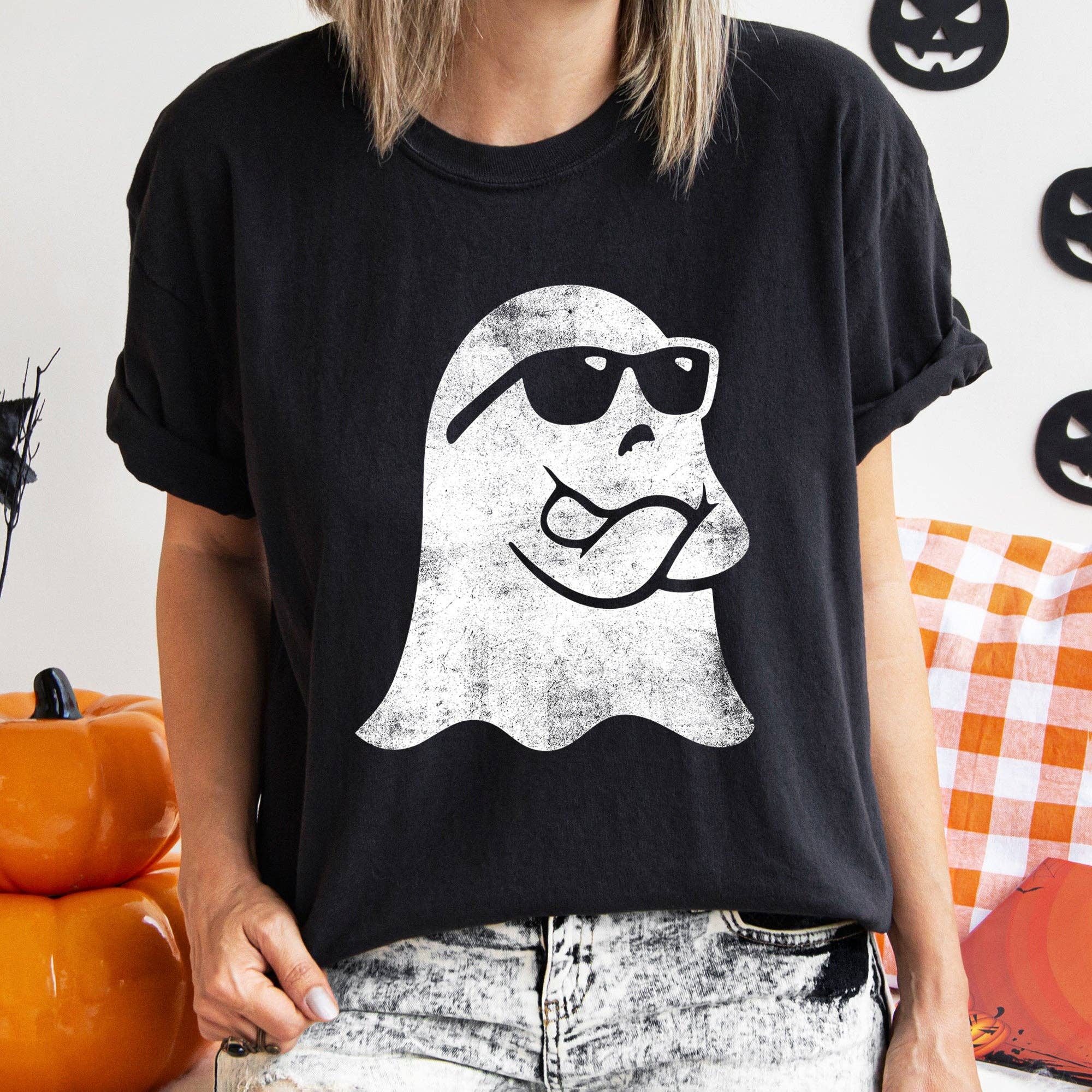 Ghost Arms Crossed Retro Halloween T-Shirt White Print Hoodie, Sweatshirt | PodTeesHub.com