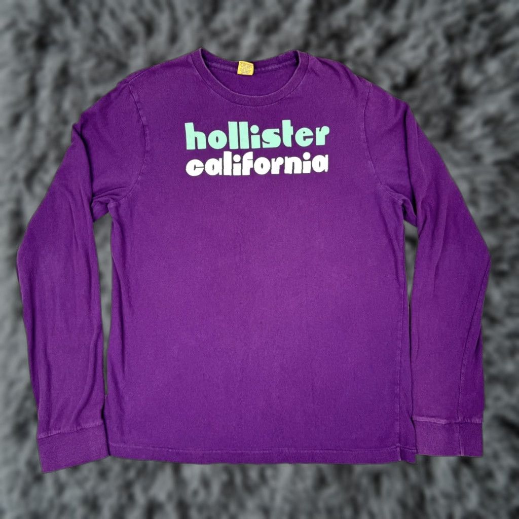 Vintage Hollister California T Shirt Men L Purple Long Sleeve Crew Neck 100 Cotton Single St Hoodie, Sweatshirt