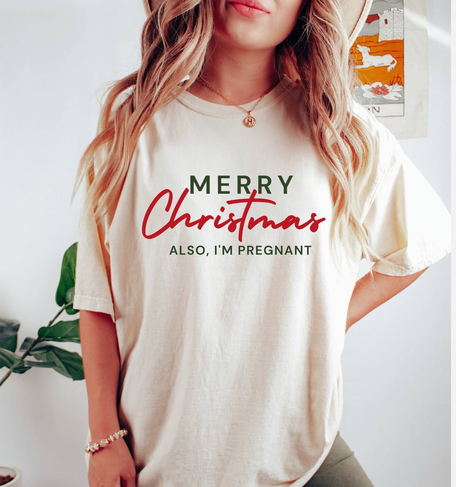 Merry Christmas Also I'm Pregnant T-Shirt Hoodie, Sweatshirt | PodTeesHub.com