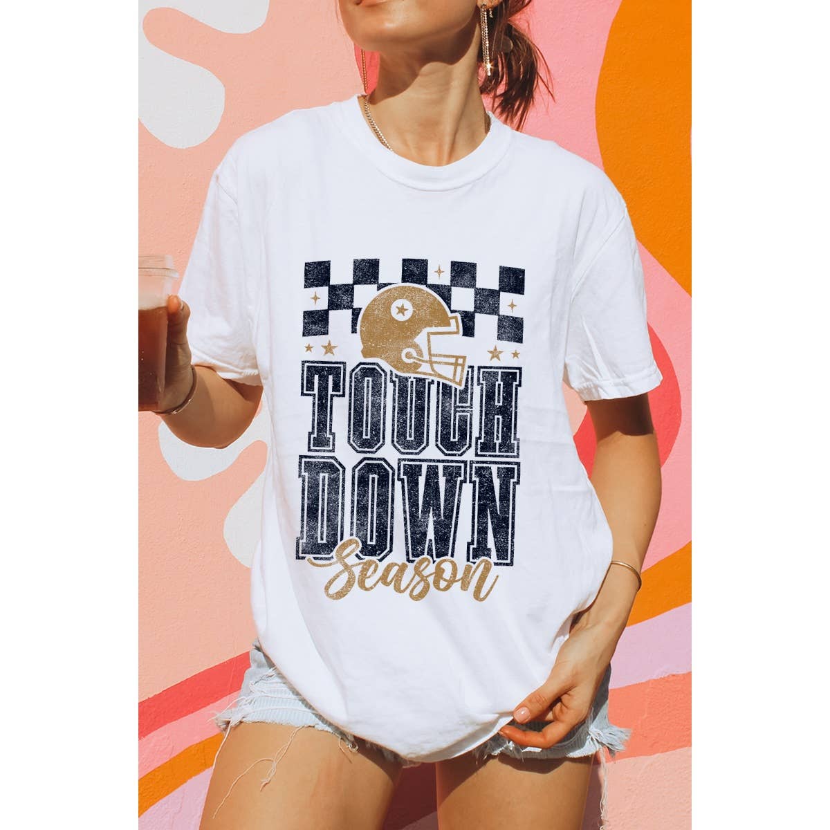 Touch Down Season Vintage Graphic Oversized Tee Hoodie, Sweatshirt | PodTeesHub.com