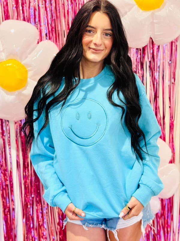 Happy Face Embroidered Sweatshirt T-Shirts, Hoodie | PodTeesHub.com