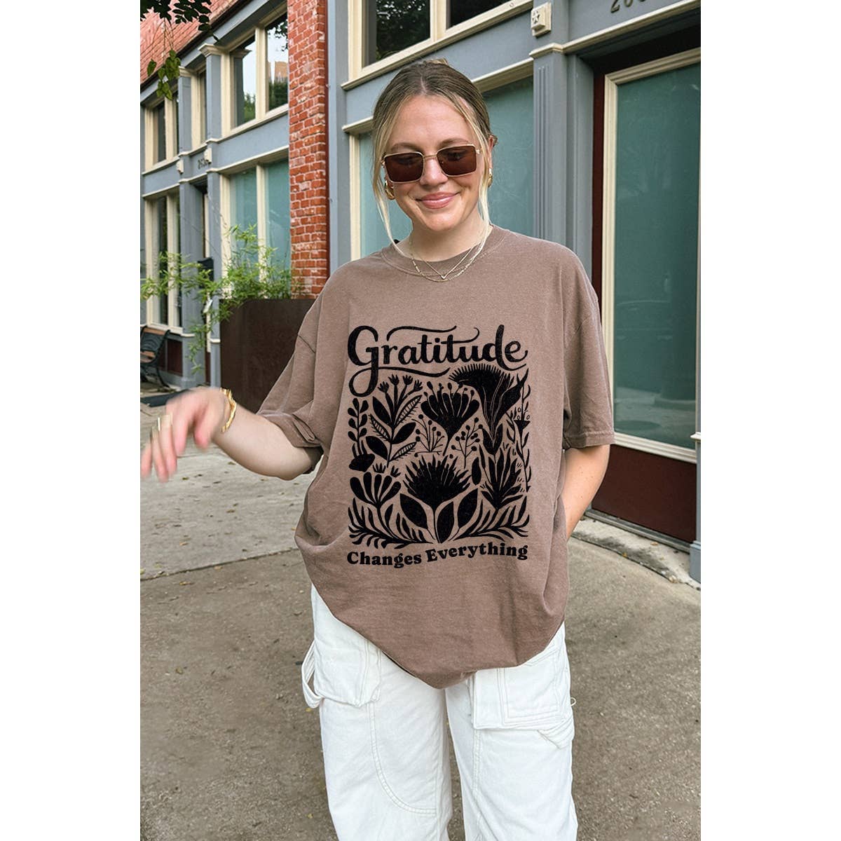 Gratitude Vintage Graphic Oversized Tee Hoodie, Sweatshirt | PodTeesHub.com