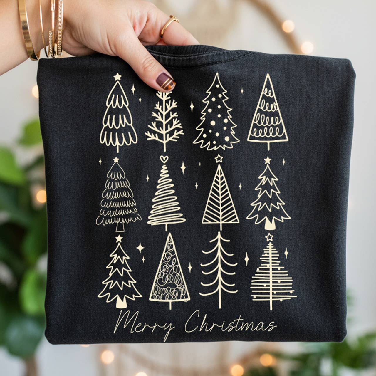 Merry Christmas Whimsical Trees Tee Hoodie, Sweatshirt | PodTeesHub.com
