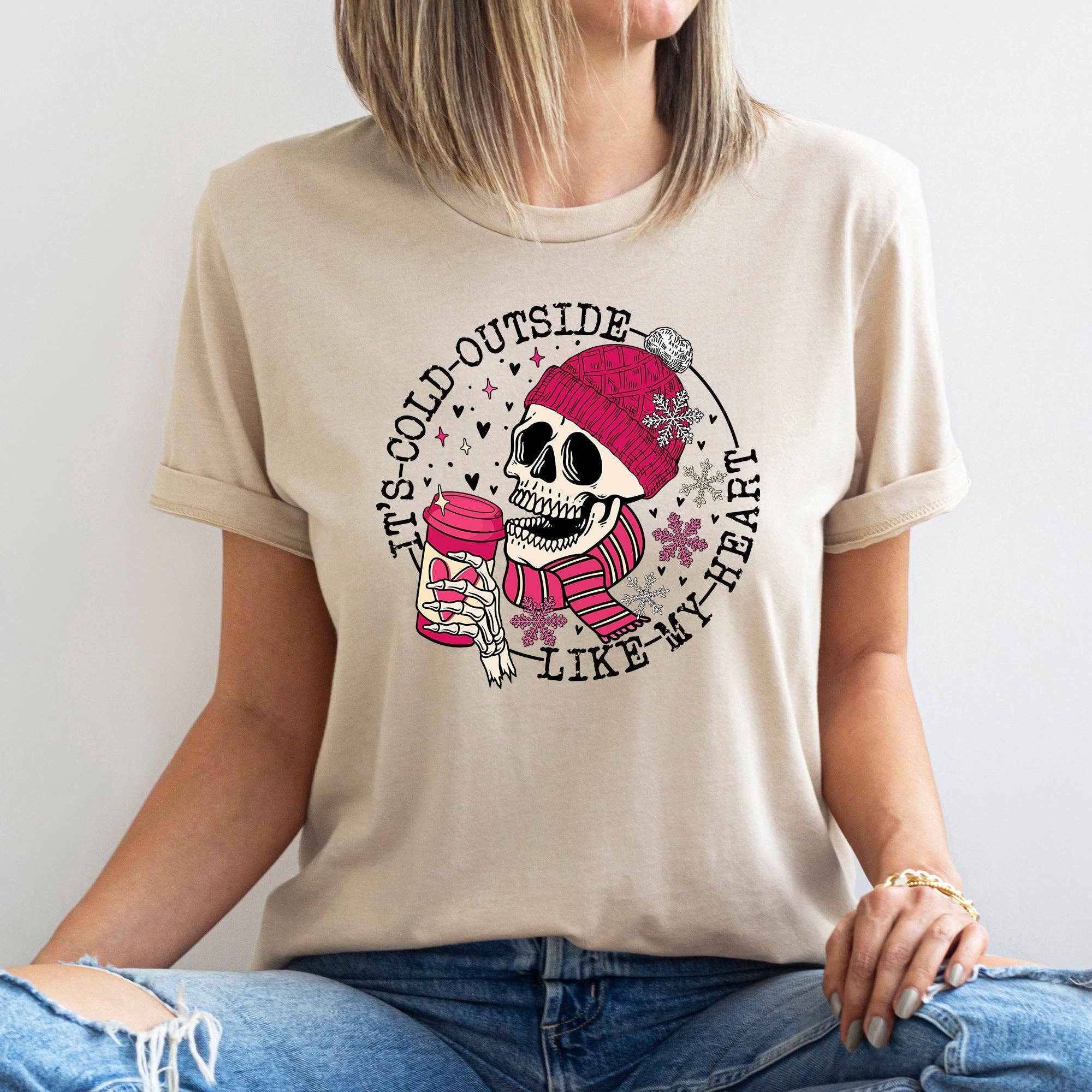 It's Cold Outside, Skeleton, Heart, Super Soft Tshirt, Valentine's Day Hoodie, Sweatshirt | PodTeesHub.com