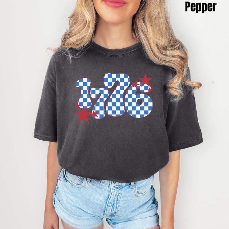 1776 Blue Checker Comfort Colors T-Shirt 'NLB' Hoodie, Sweatshirt | PodTeesHub.com
