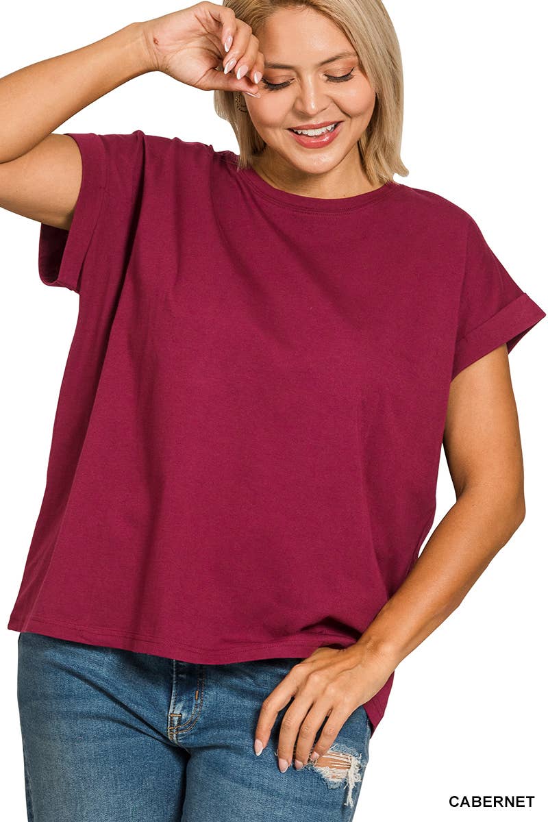 1016 Plus Round Neck Folded Short Sleeve T Shirt SI-27019 Hoodie, Sweatshirt | PodTeesHub.com
