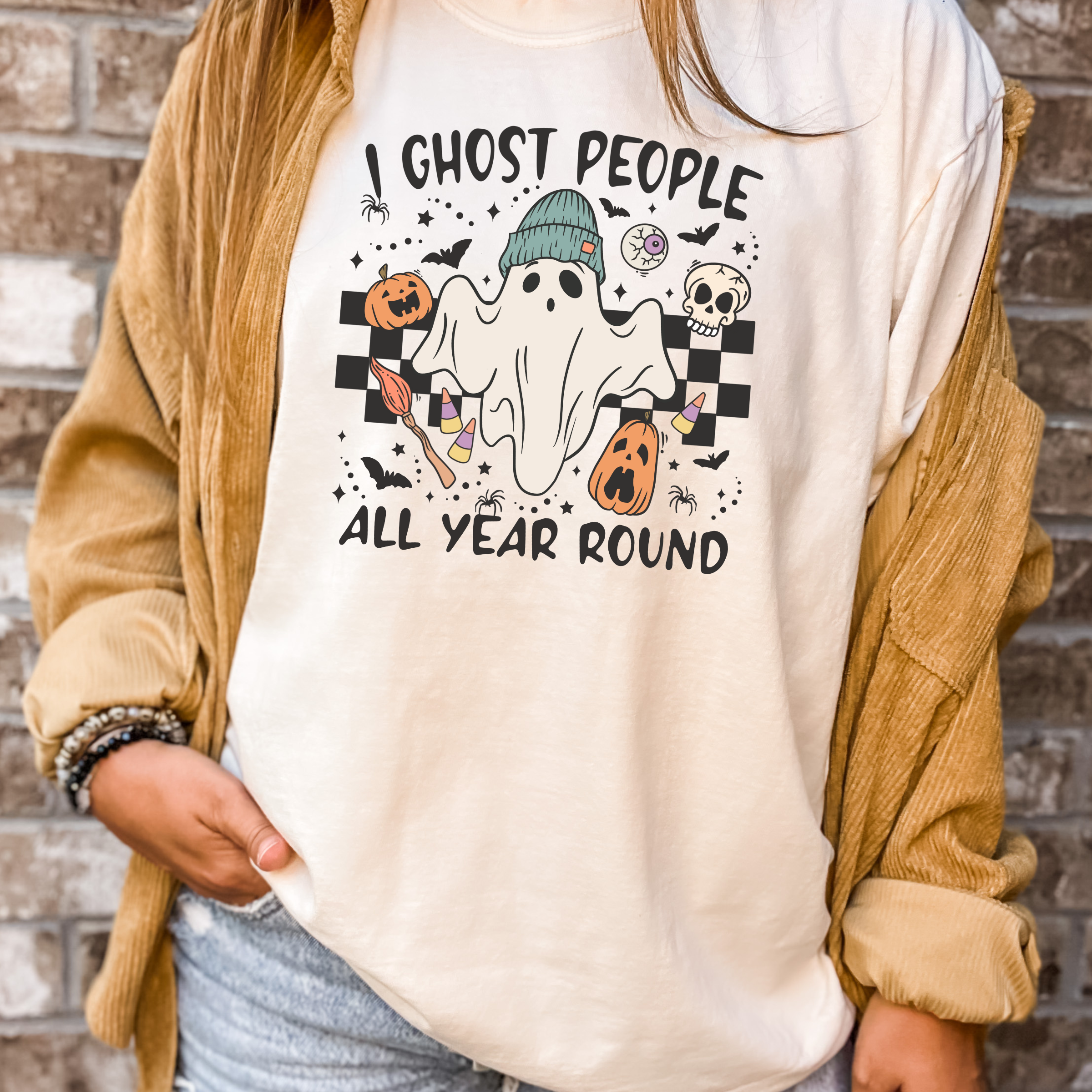 I Ghost People All Year Long Fall Tee - Graphic Tee - Fall Hoodie, Sweatshirt | PodTeesHub.com