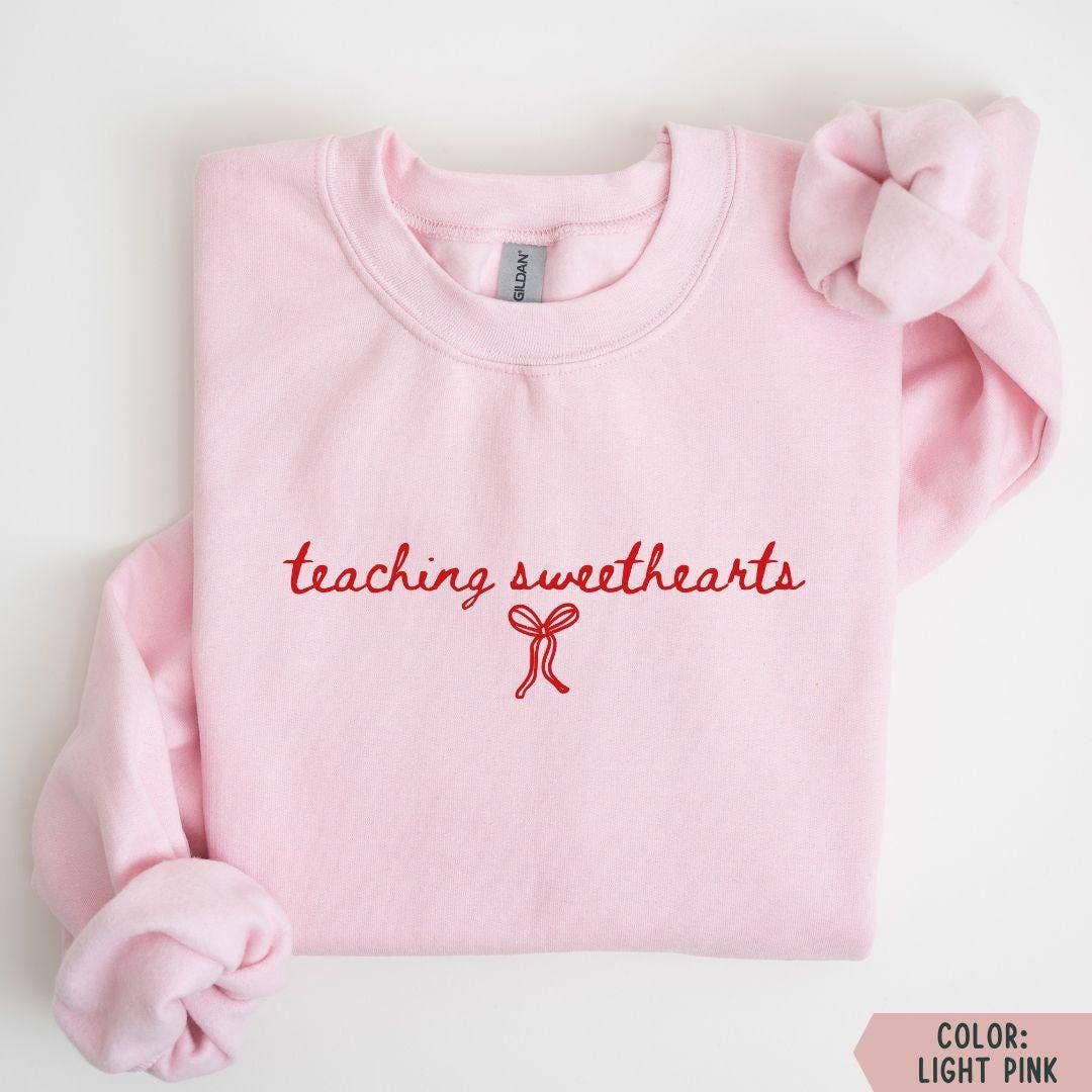 Teacher Love Valentines Day Crewneck Sweatshirt T-Shirts, Hoodie | PodTeesHub.com