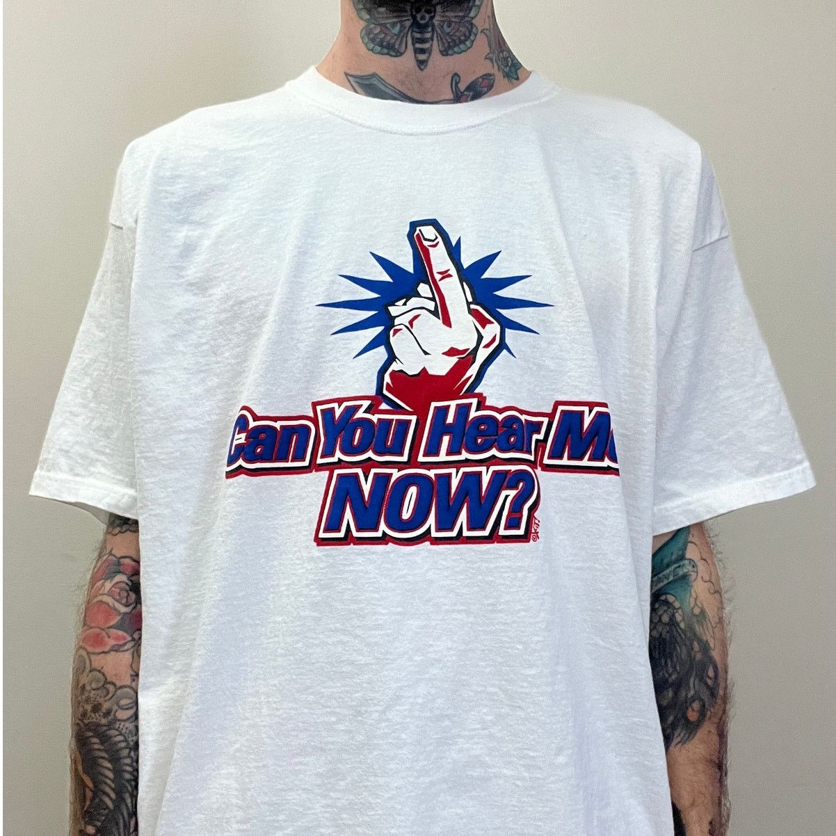 Vintage Y2k Middle Finger Parody Funny T Shirt White Xl Hoodie, Sweatshirt | PodTeesHub.com