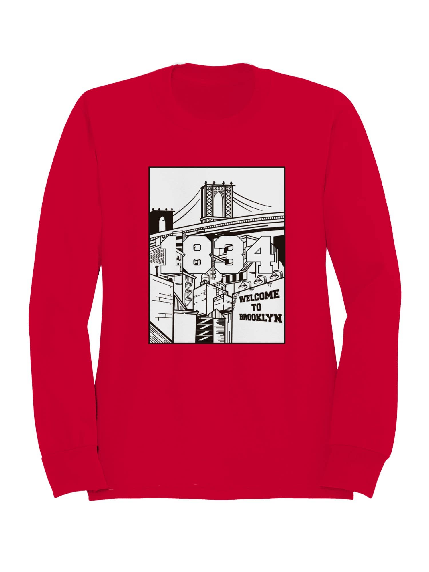 Brooklyn 1834 Wall Print Men's Sweatshirt T-Shirts, Hoodie | PodTeesHub.com