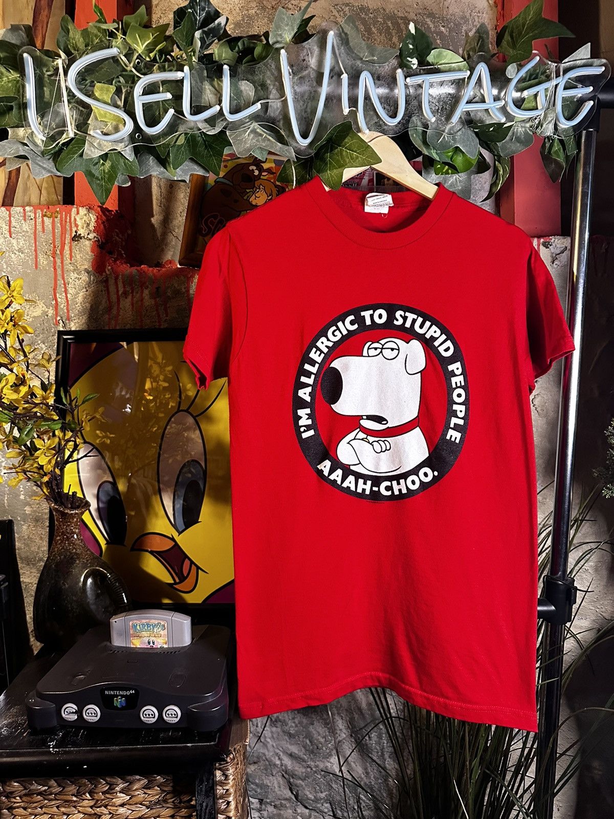 Vintage Y2k Family Guy Brian I M Allergic To Stupid People Tshirt Hoodie, Sweatshirt | PodTeesHub.com