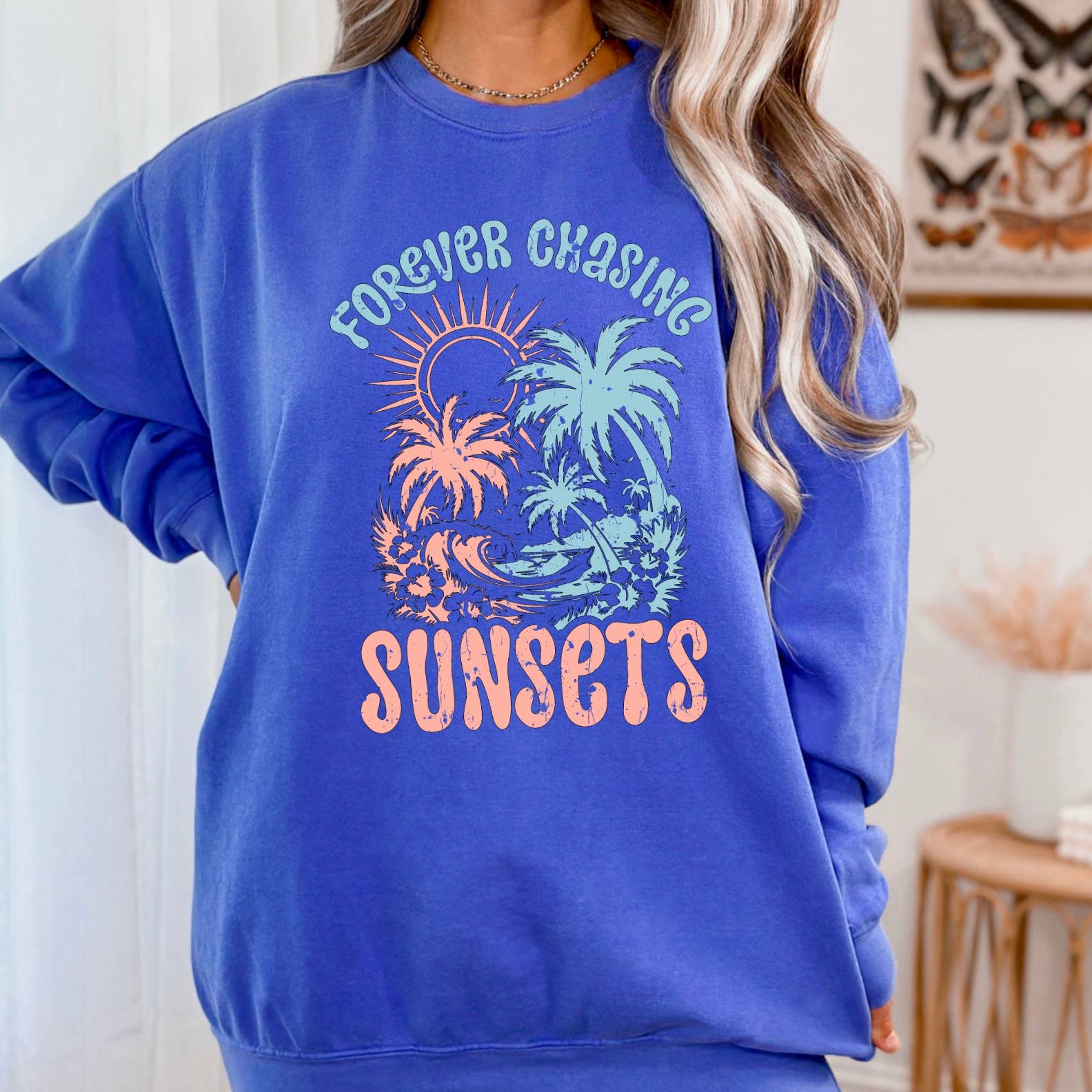 Forever Chasing Sunsets  Graphic Sweatshirt | Summer 2025 T-Shirts, Hoodie | PodTeesHub.com