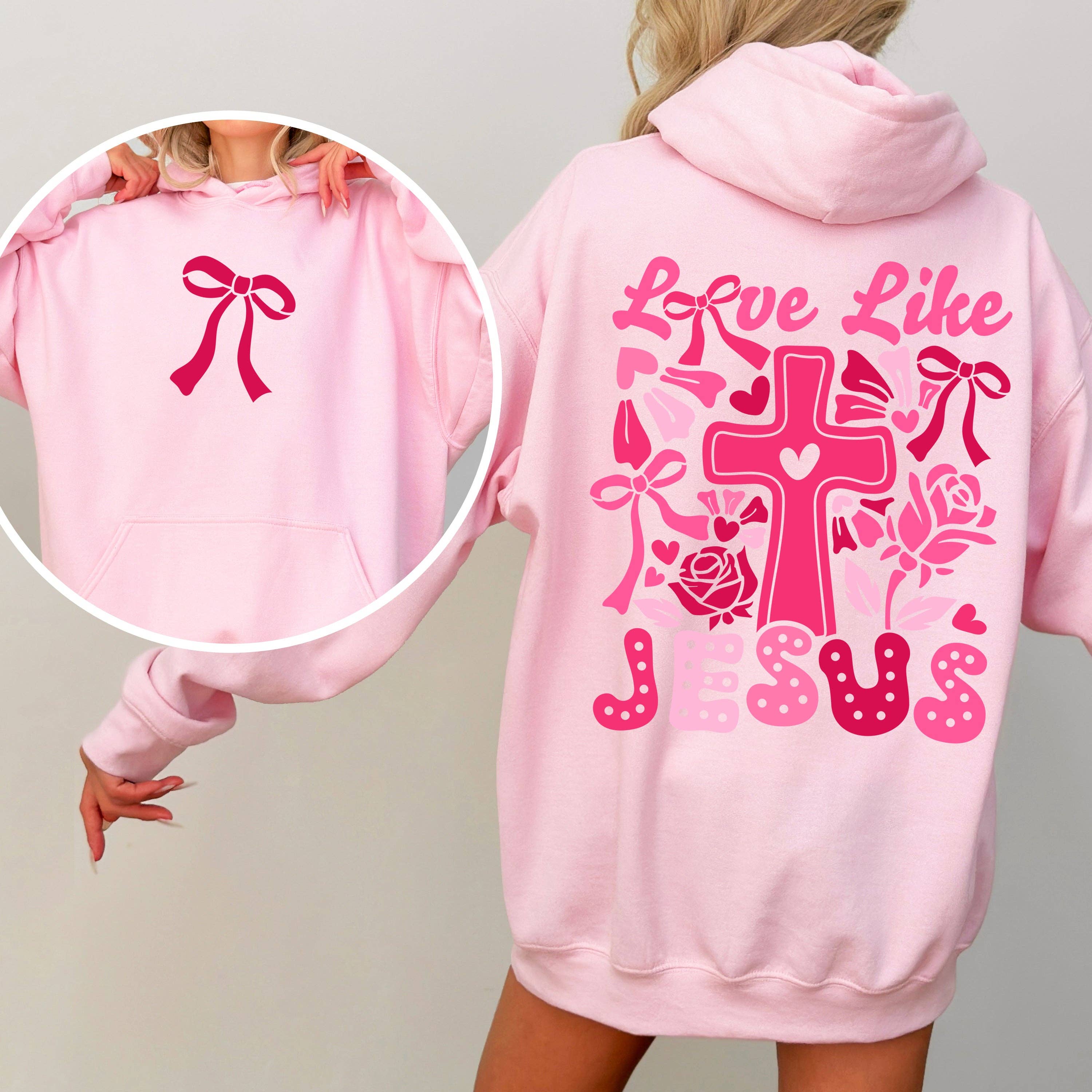 Love Like Jesus, Valentine's Day, Heart, Cross, Faith Hoodie T-Shirts, Sweatshirt | PodTeesHub.com