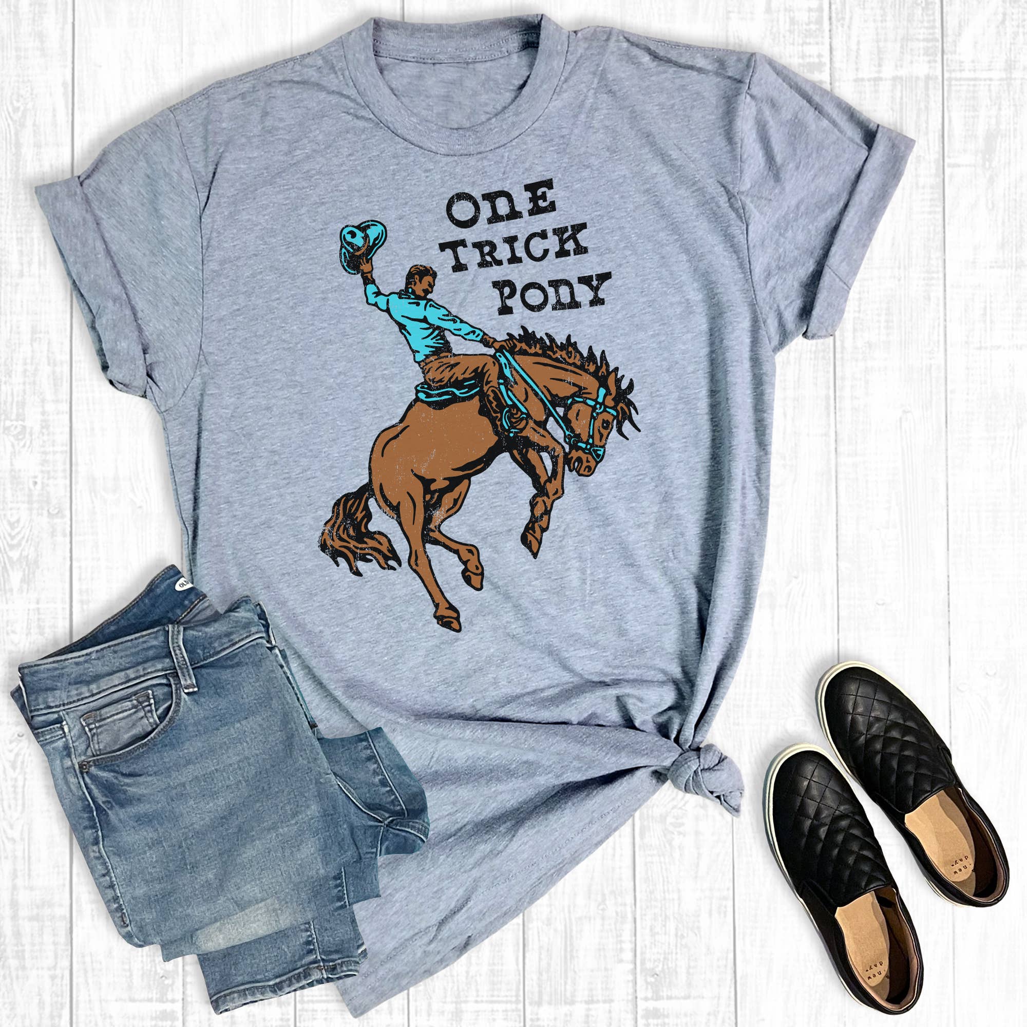 Retro Western One Trick Pony Graphic Tee Hoodie, Sweatshirt | PodTeesHub.com