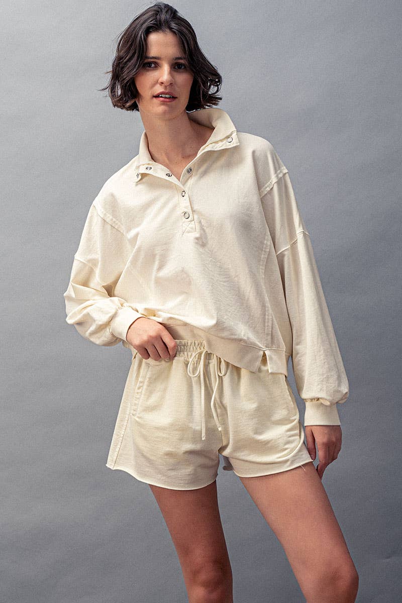 Vintage Wash Snap-Front Sweatshirt T-Shirts, Hoodie | PodTeesHub.com