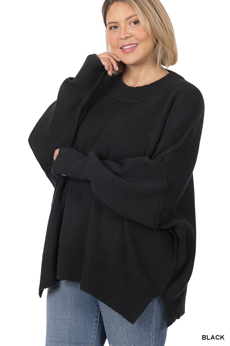.0807 Plus Side Slit Oversized Sweater SI-26608 T-Shirts, Hoodie, Sweatshirt | PodTeesHub.com