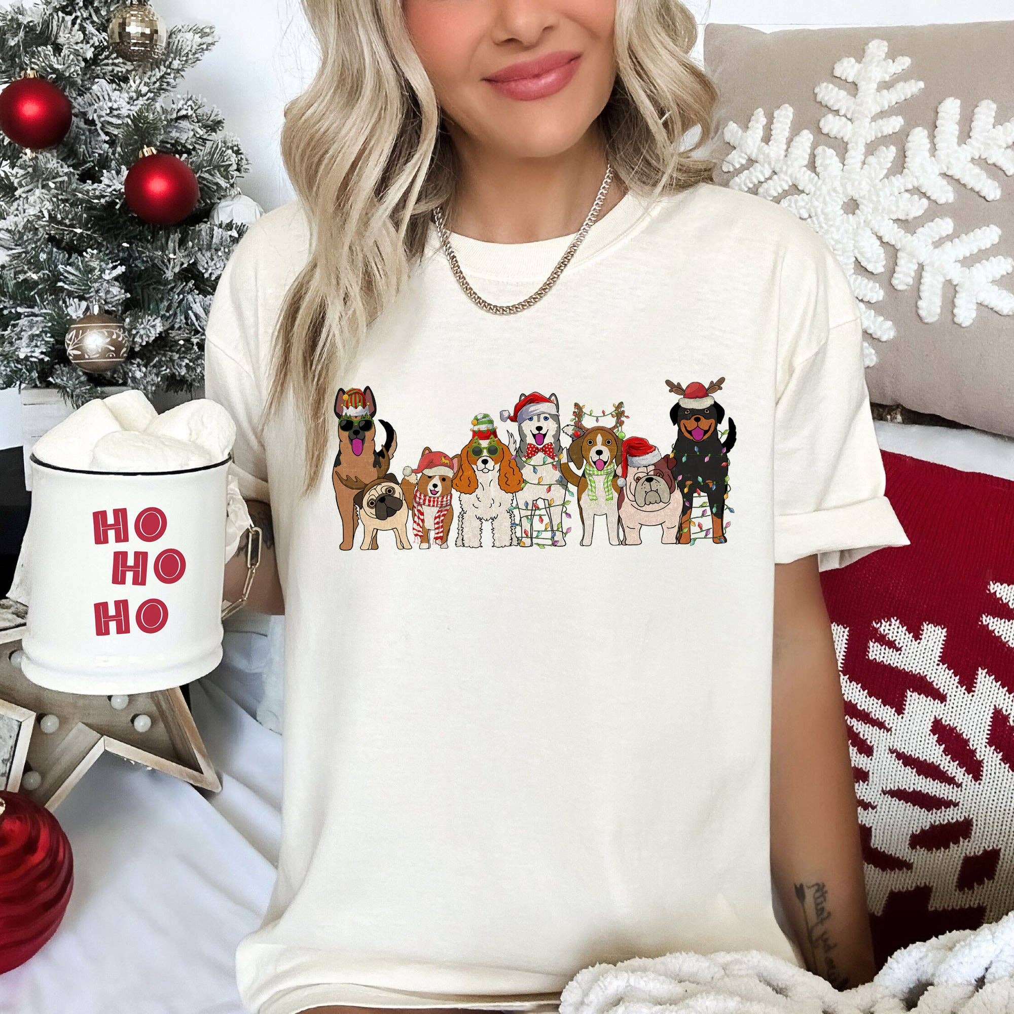 Christmas Dogs, Dog Lovers, Pet Comfort Colors T-Shirt Hoodie, Sweatshirt | PodTeesHub.com