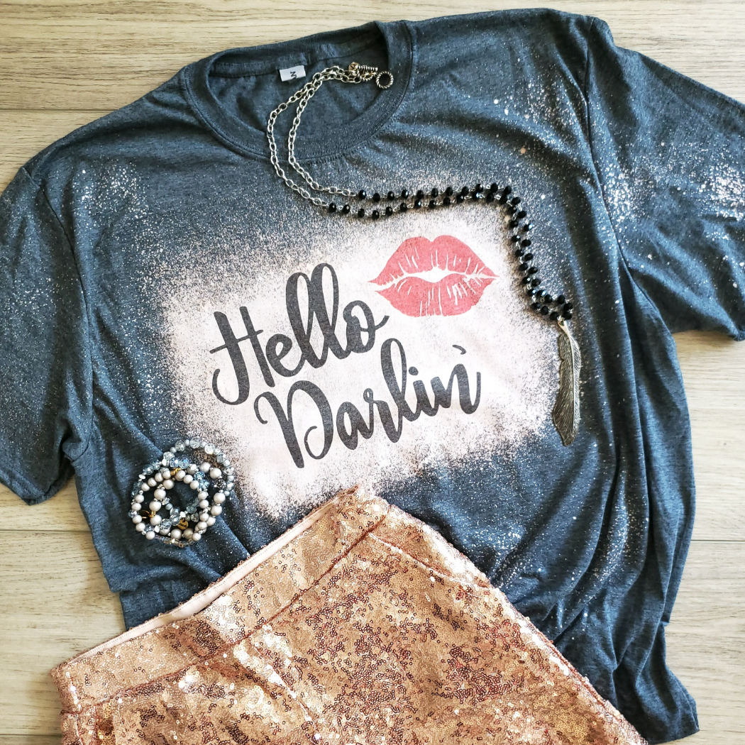 Hello Darlin Lips Graphic Tee Country T-Shirt Hoodie, Sweatshirt | PodTeesHub.com