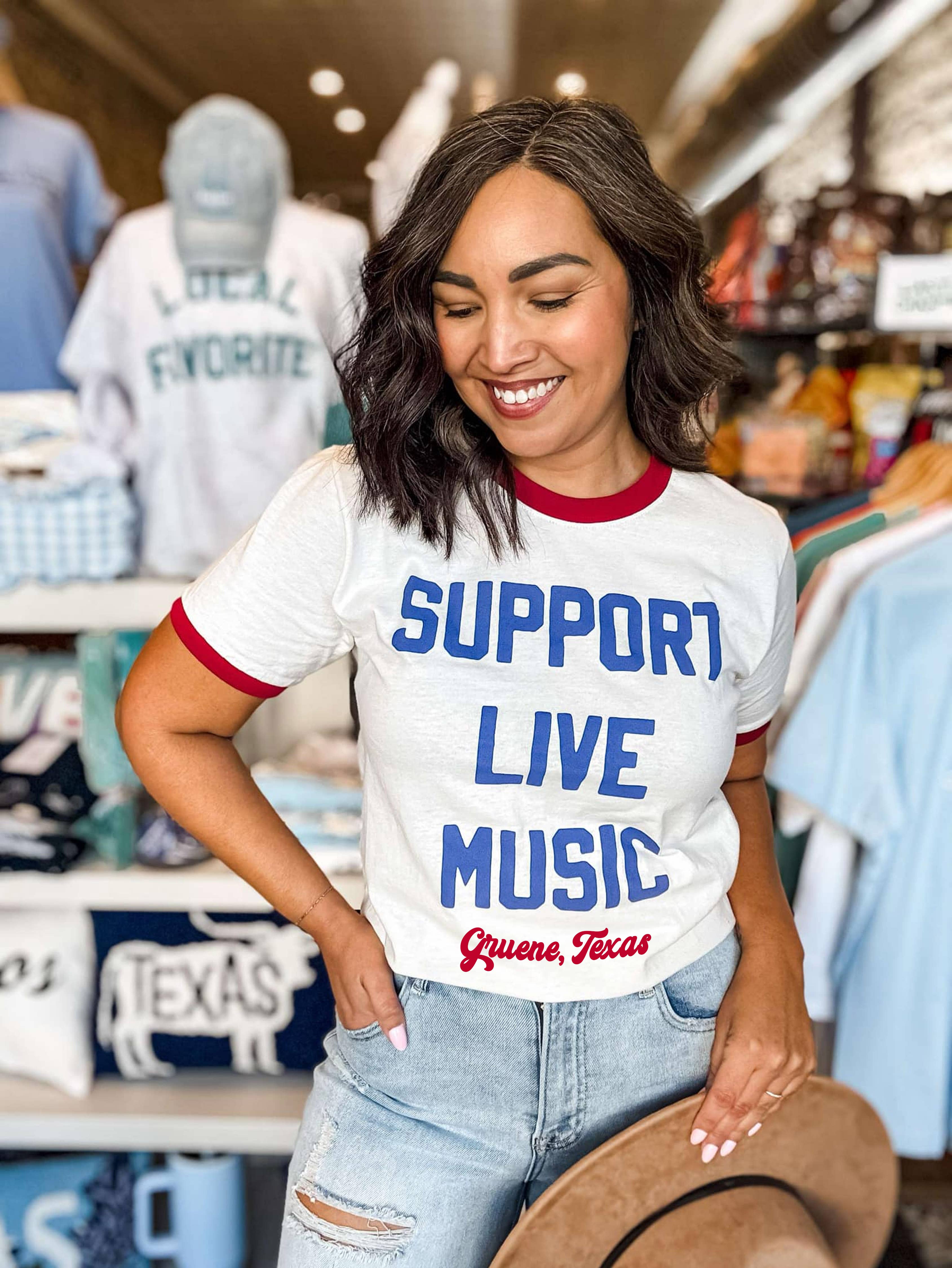 Custom Support Live Music Vintage Ringer Shirt, Graphic Tee Hoodie, Sweatshirt | PodTeesHub.com