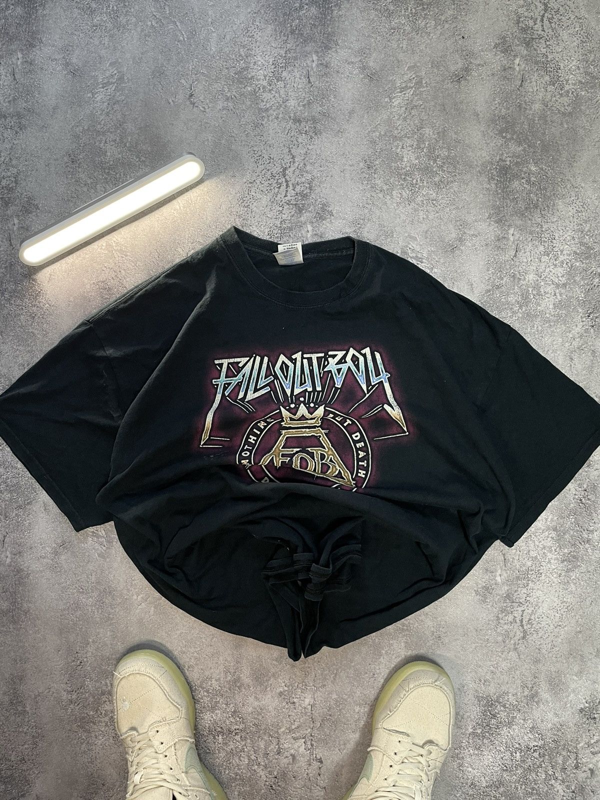 Band Tees Fall Out Boy Rare Saved Latin Tee Vntg 2000s Pop Punk Emo Hoodie, Sweatshirt | PodTeesHub.com