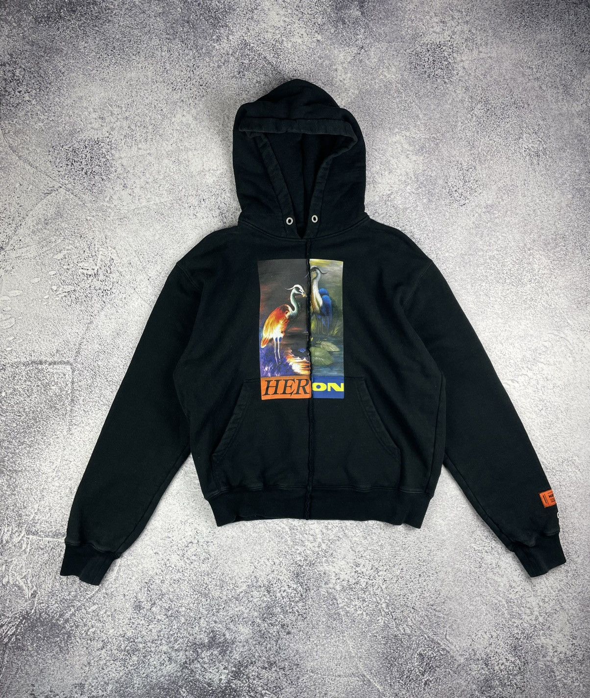 Preston Rare Heron Preston Split Herons Graphic Hoodie Black Size S T-Shirts, Sweatshirt | PodTeesHub.com