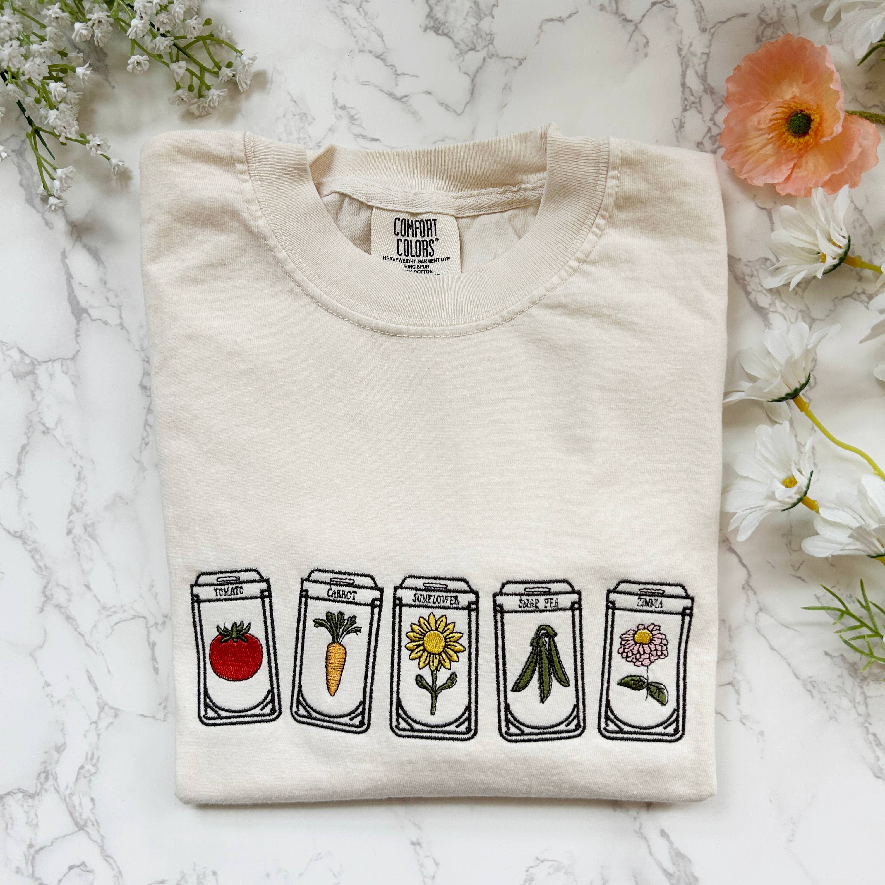 Embroidered Garden Seed Packet Cottagecore Tshirt Hoodie, Sweatshirt | PodTeesHub.com