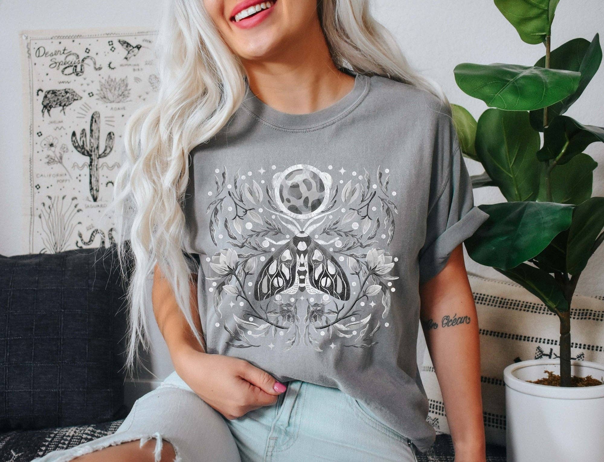 Moth Celestial Bw T-Shirt Hoodie, Sweatshirt | PodTeesHub.com