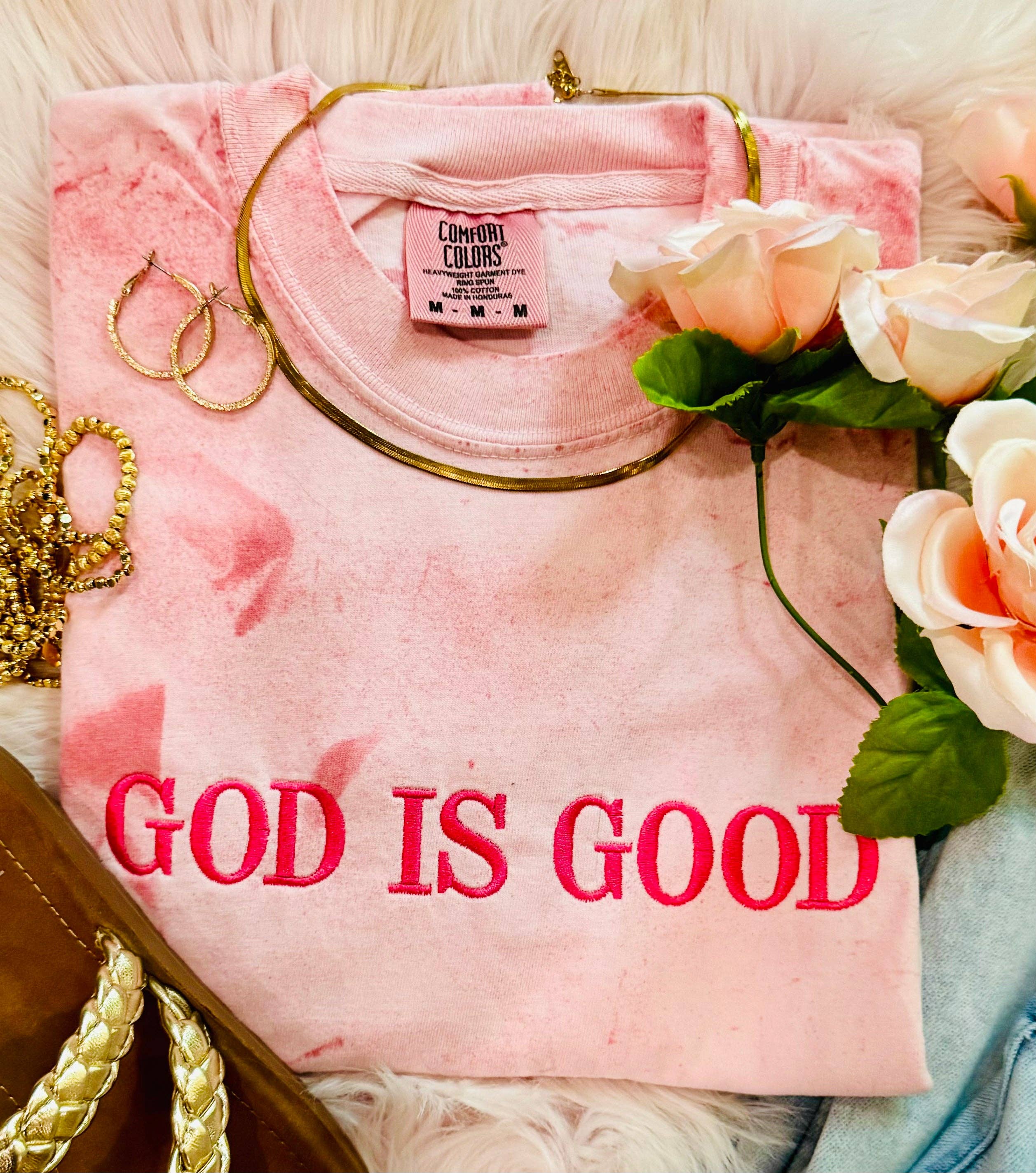 Clay God Is Good Embroidered Tee Hoodie, Sweatshirt | PodTeesHub.com