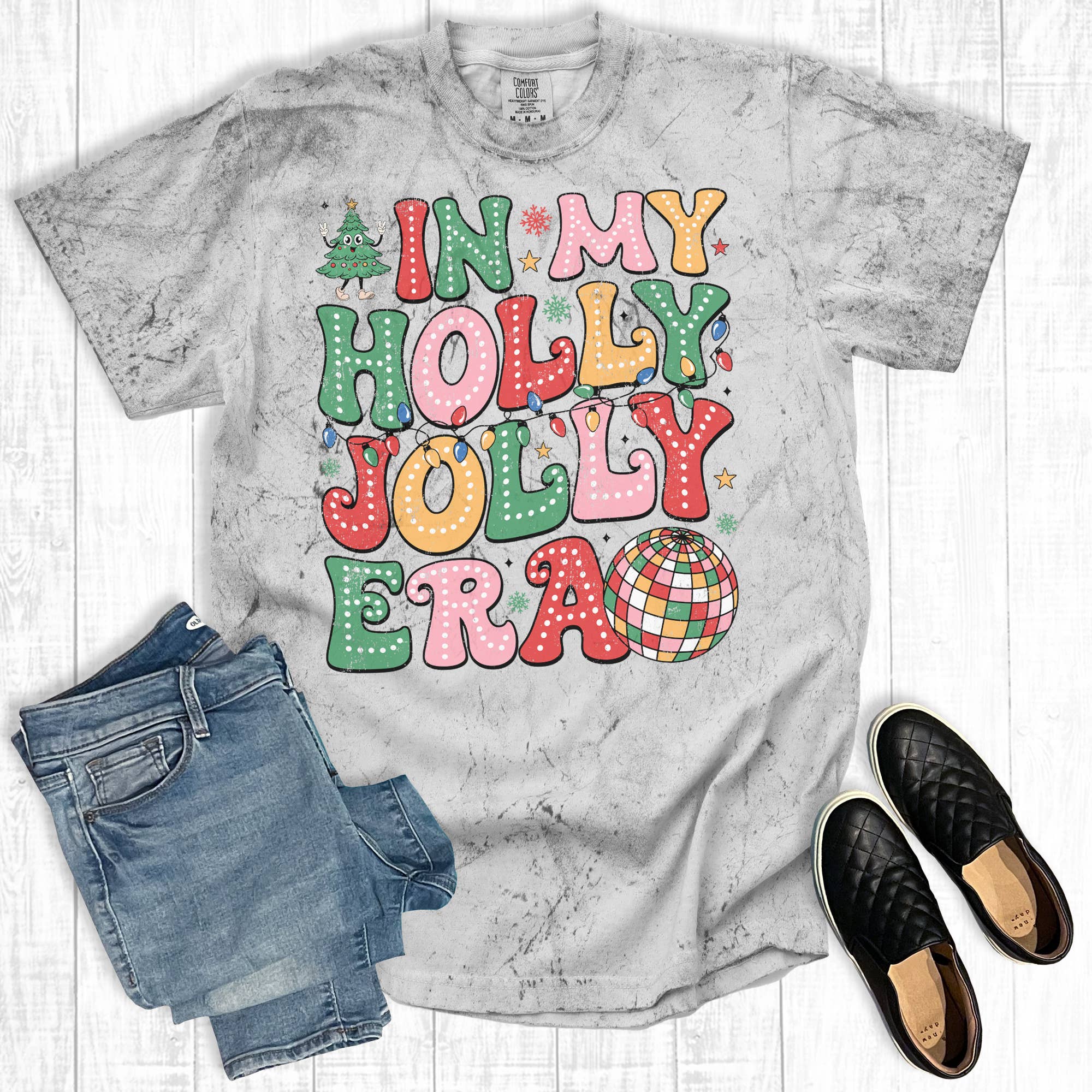 Christmas in My Holly Jolly Era Comfort Colors Graphic Tee Hoodie, Sweatshirt | PodTeesHub.com