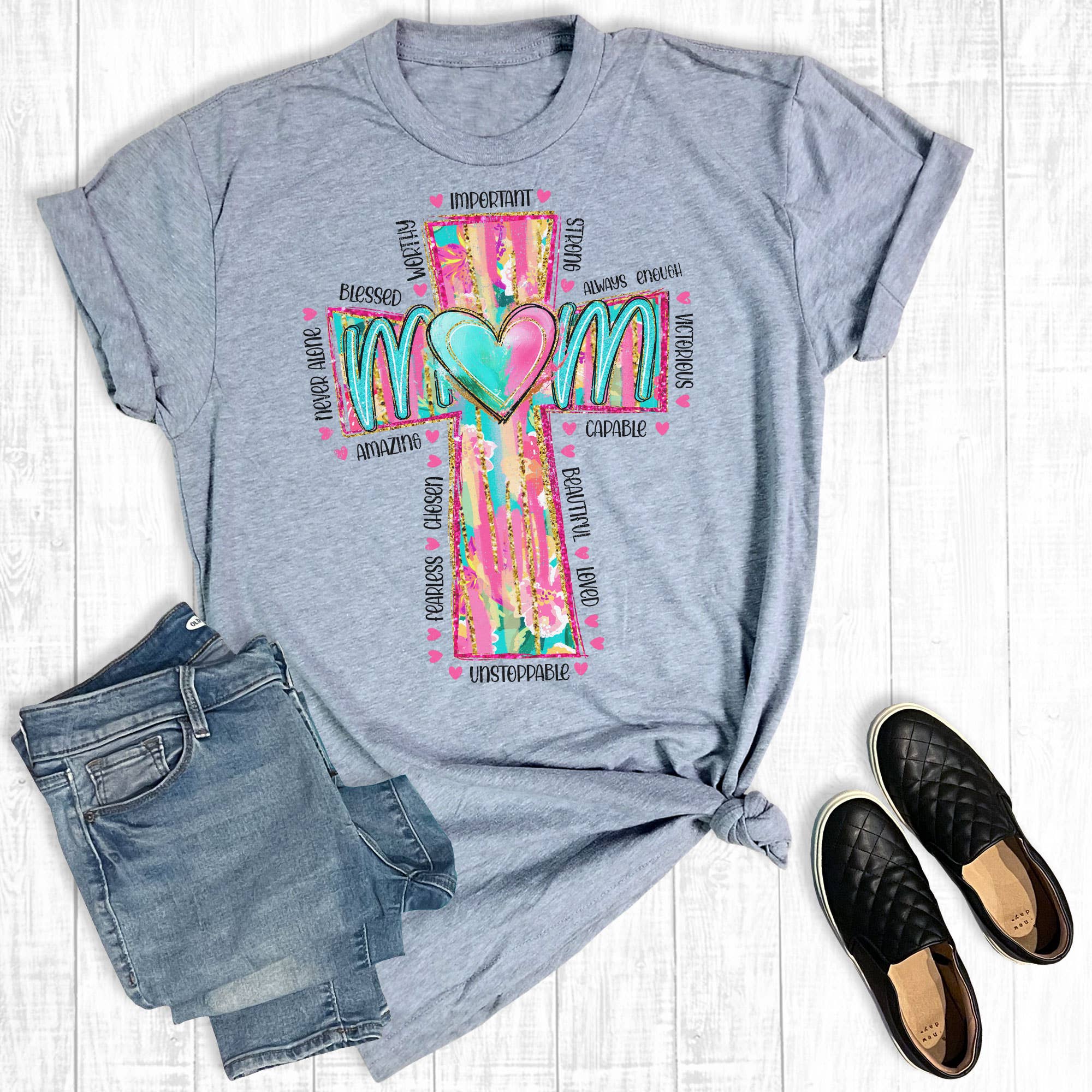 Mother's Day Faith Cross Mom Graphic Tee Hoodie, Sweatshirt | PodTeesHub.com