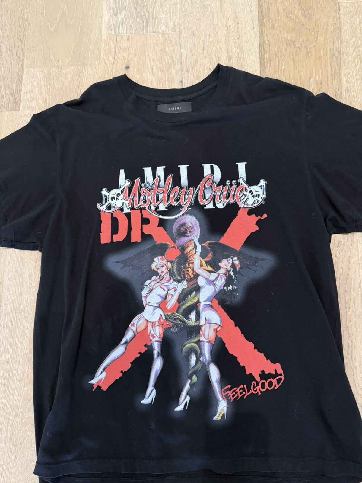 Amiri Motley Crue Dr Feel Good T Shirt Hoodie, Sweatshirt | PodTeesHub.com