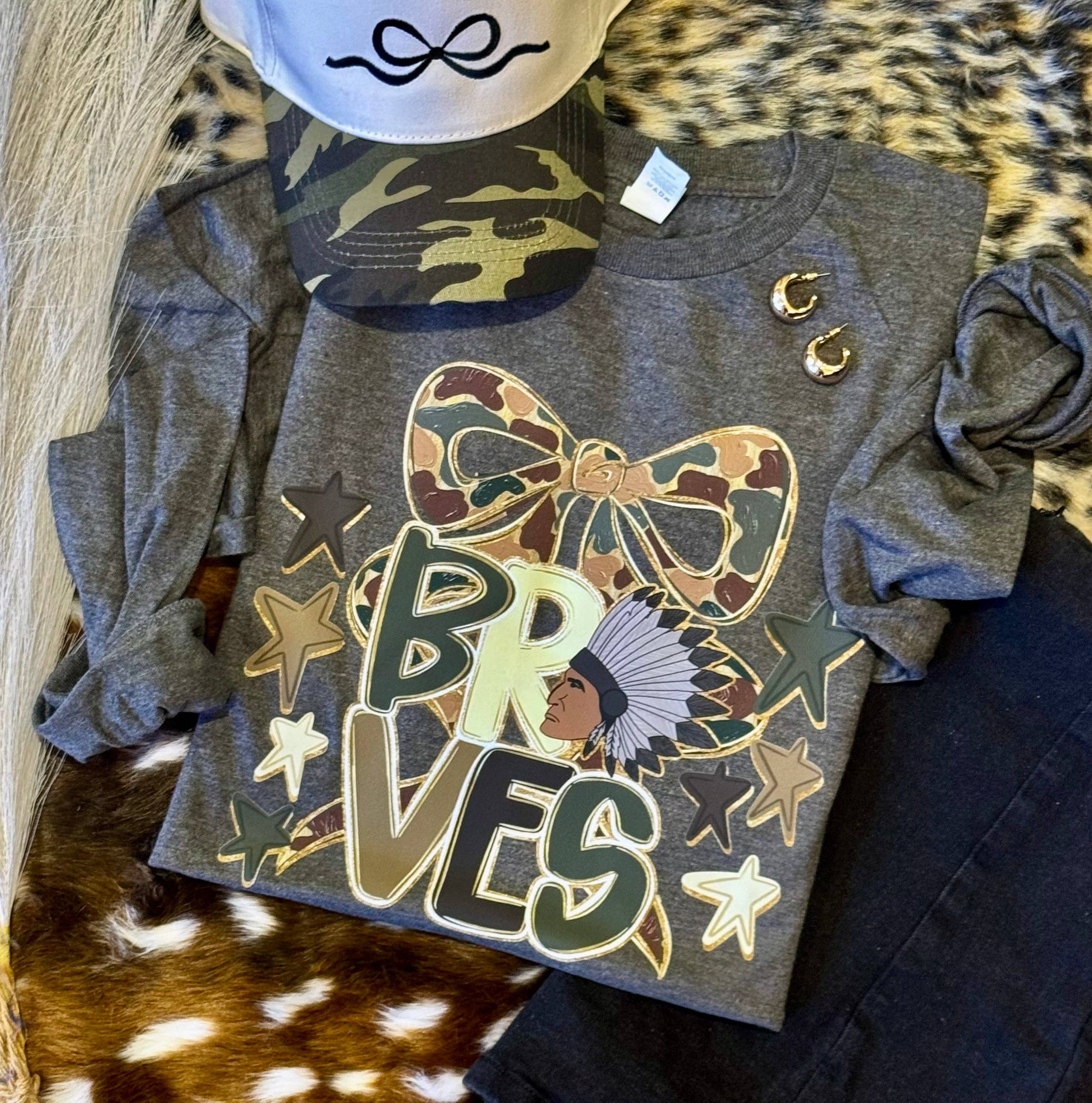Braves Camo Bow Tee / Long Sleeve Hoodie, Sweatshirt | PodTeesHub.com