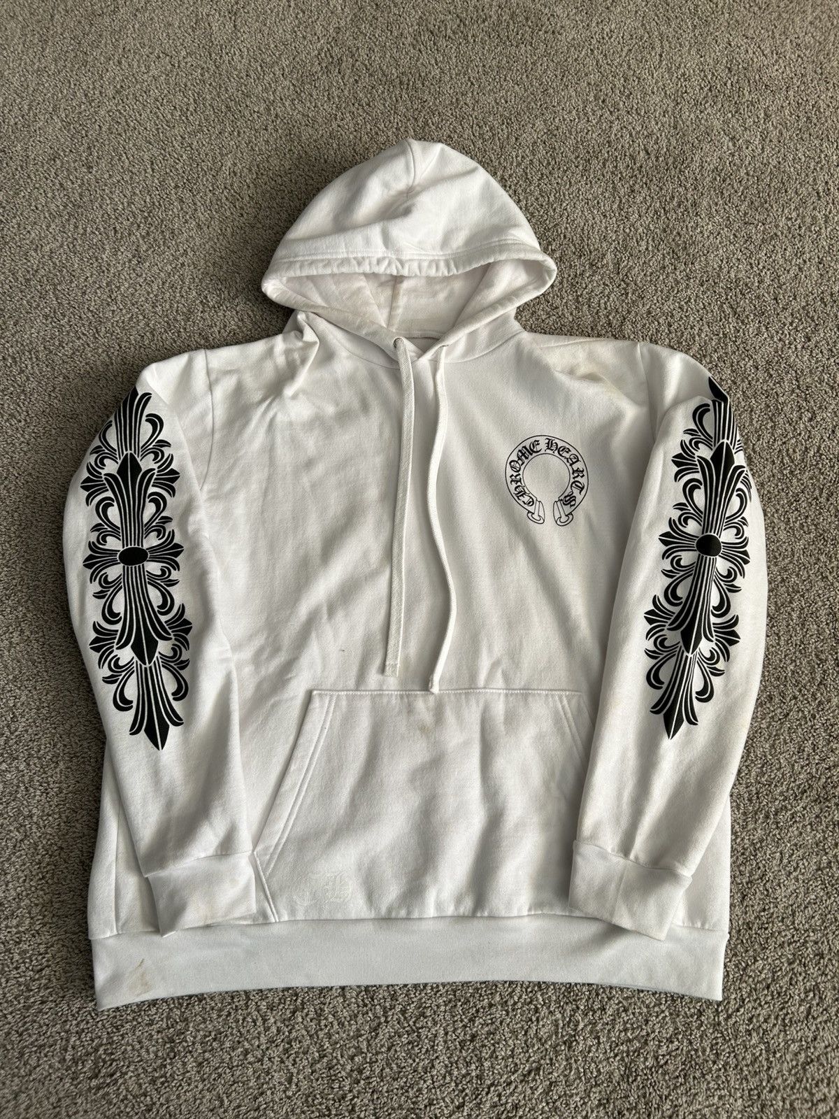 Hearts Chrome Hearts Floral Horseshoe Hoodie White Size Large T-Shirts, Sweatshirt | PodTeesHub.com