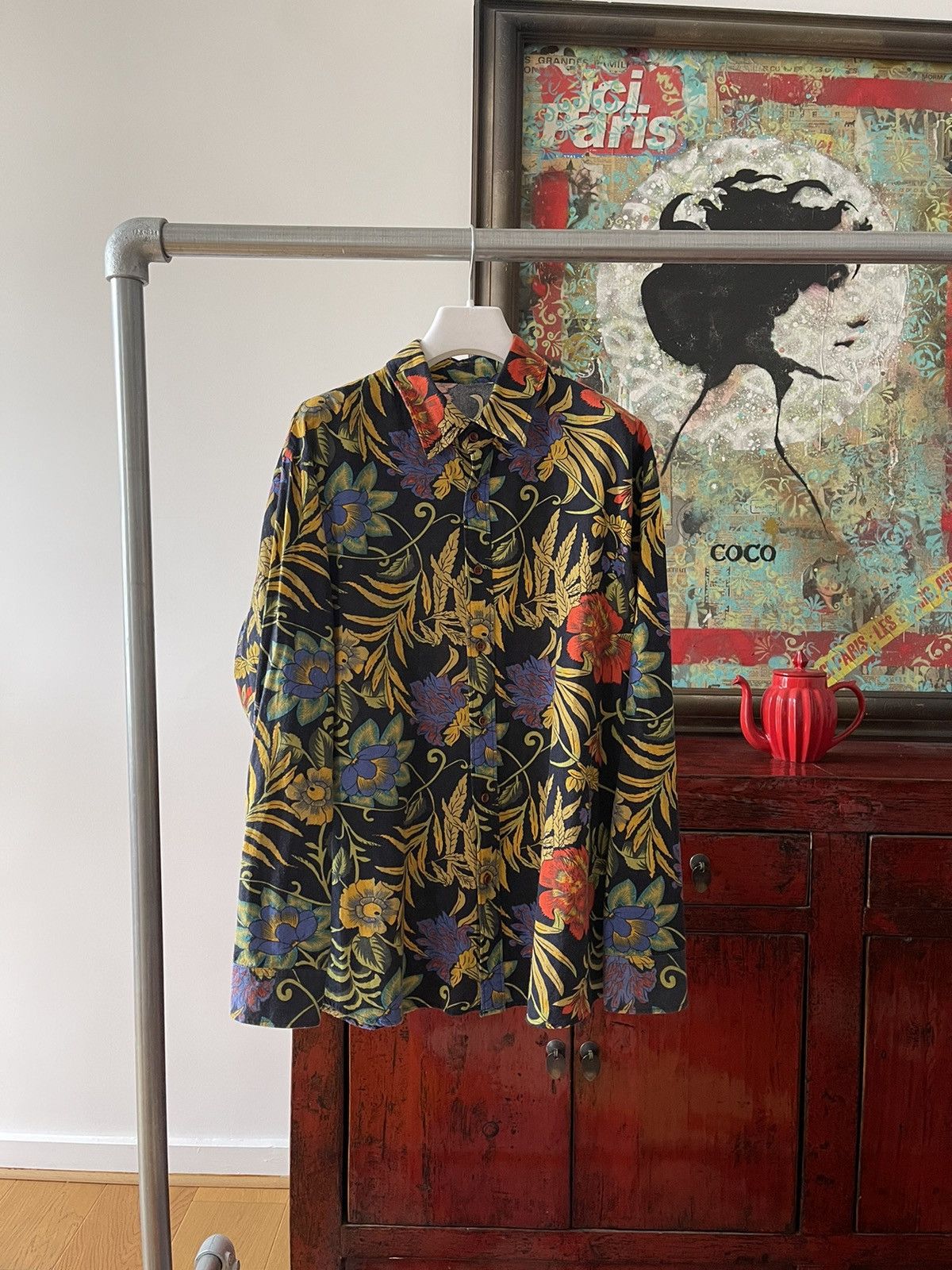 Vintage Floral Printed Shirt Hoodie, Sweatshirt | PodTeesHub.com
