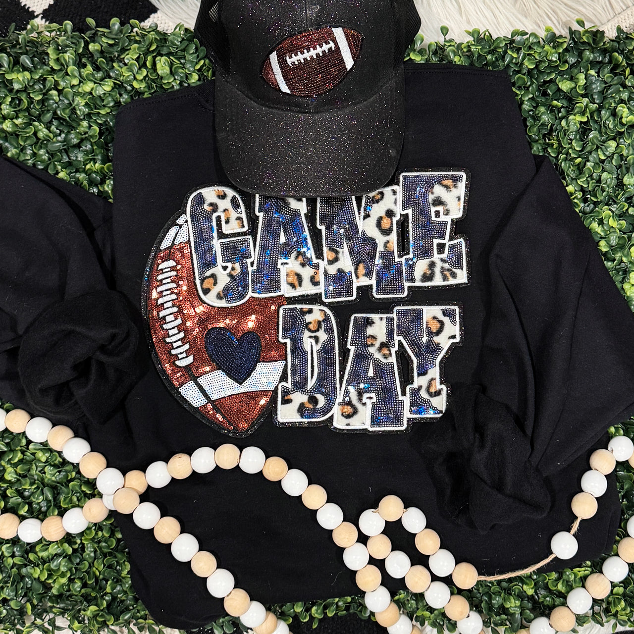 Navy Football Leopard & Sequins Sweatshirt T-Shirts, Hoodie | PodTeesHub.com