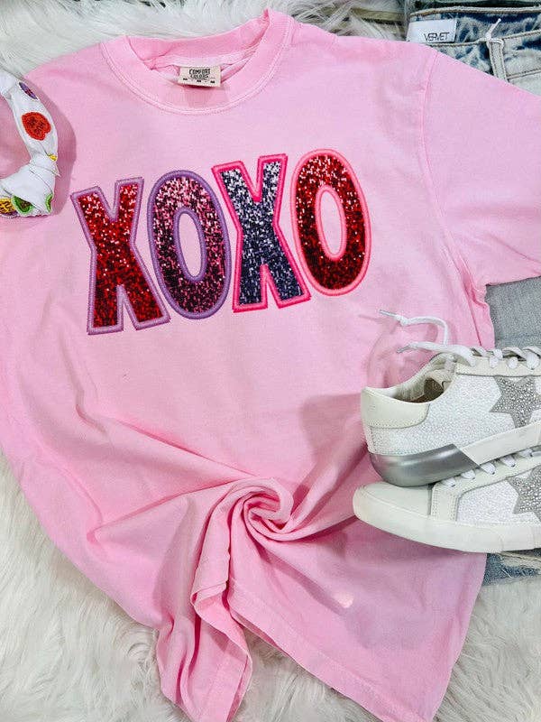 Multicolored Sparkly Xoxo Tee Hoodie, Sweatshirt | PodTeesHub.com