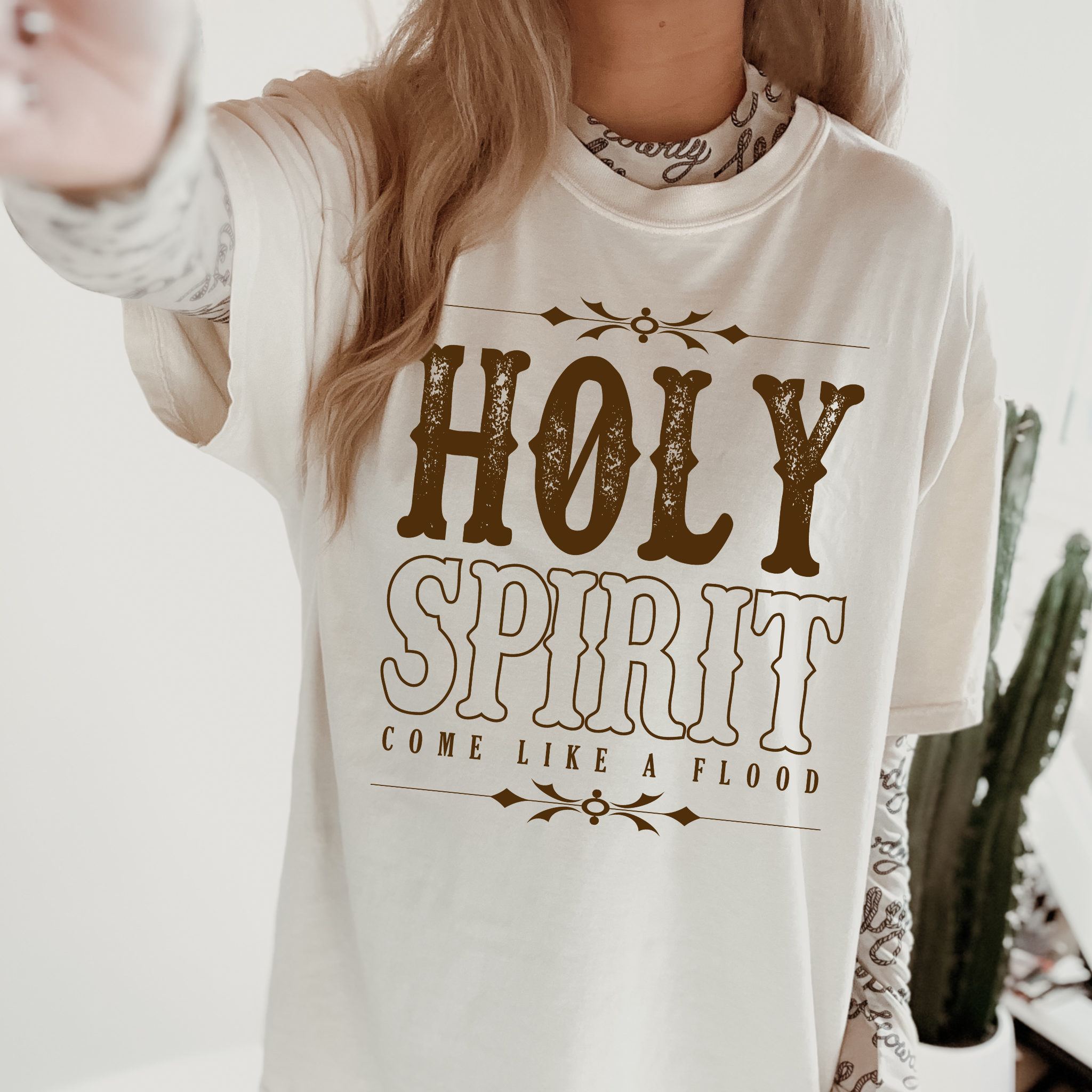 Holy Spirit Come Like A Flood Religious Western Graphic Tee Hoodie, Sweatshirt | PodTeesHub.com