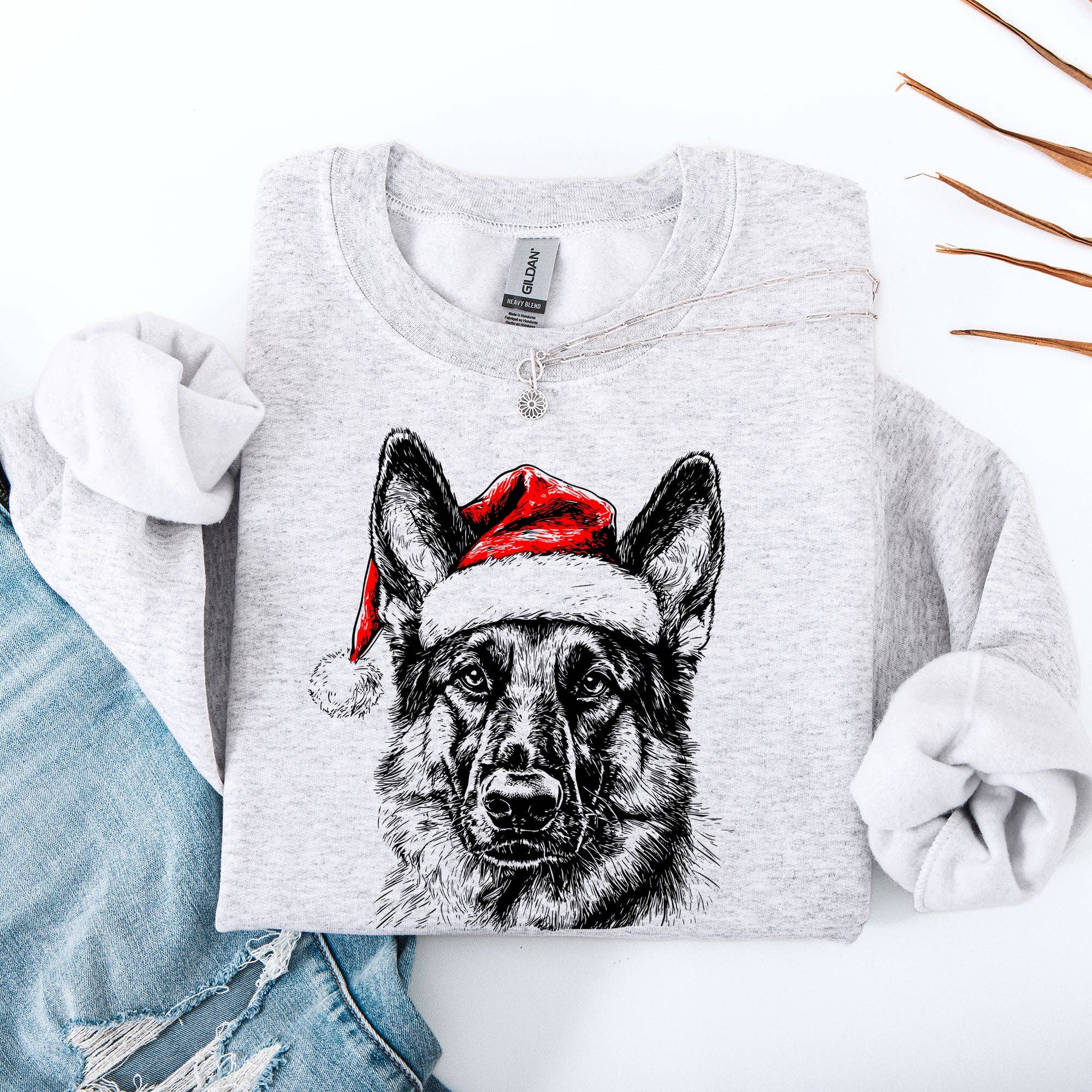 German Shepherd, Santa, Dog, Christmas, Pet Sweatshirt T-Shirts, Hoodie | PodTeesHub.com