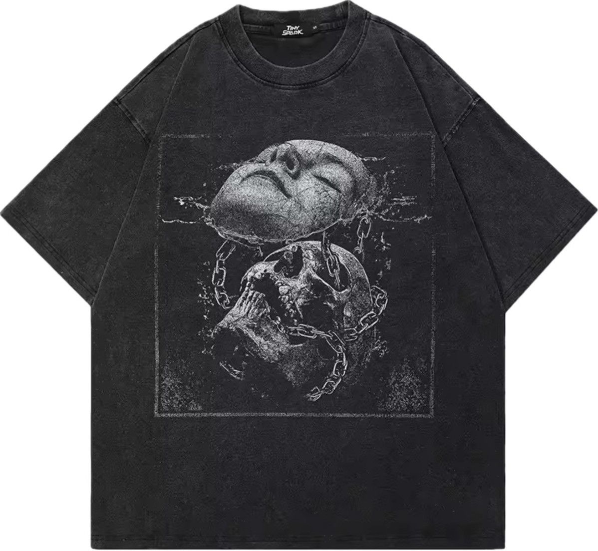 Japanese Brand Distressed Washed Tee Mask Skull Graphic Hoodie, Sweatshirt | PodTeesHub.com
