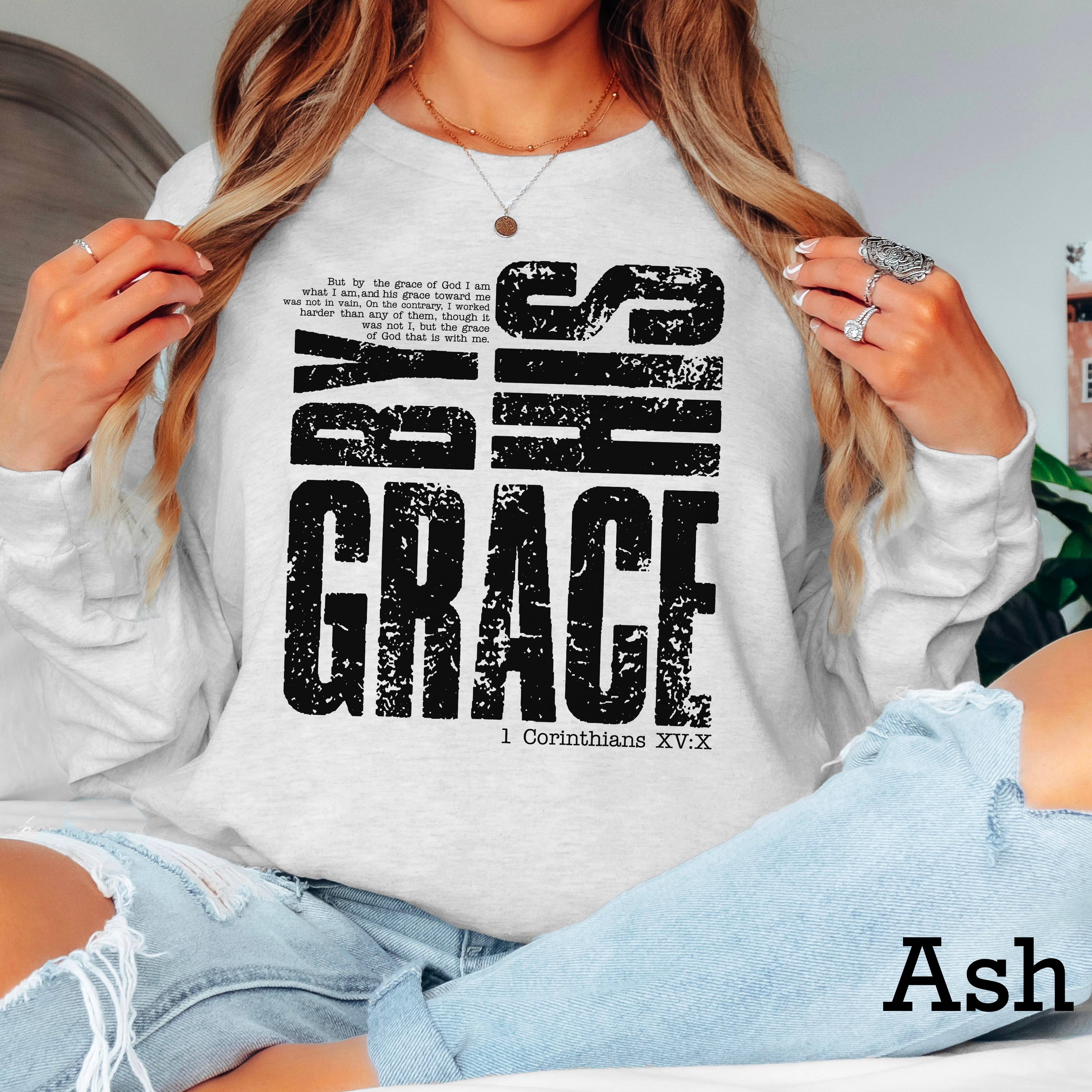 By His Grace Women’S Christian Long Sleeve Shirt | Gildan Hoodie, Sweatshirt | PodTeesHub.com