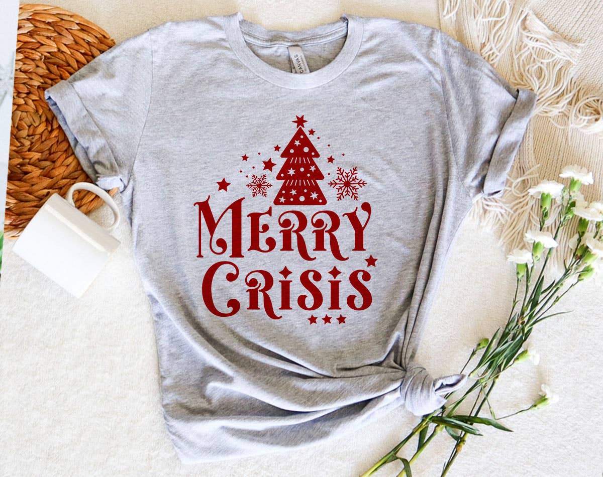 Merry Crisis - Funny Christmas T-Shirt Hoodie, Sweatshirt | PodTeesHub.com