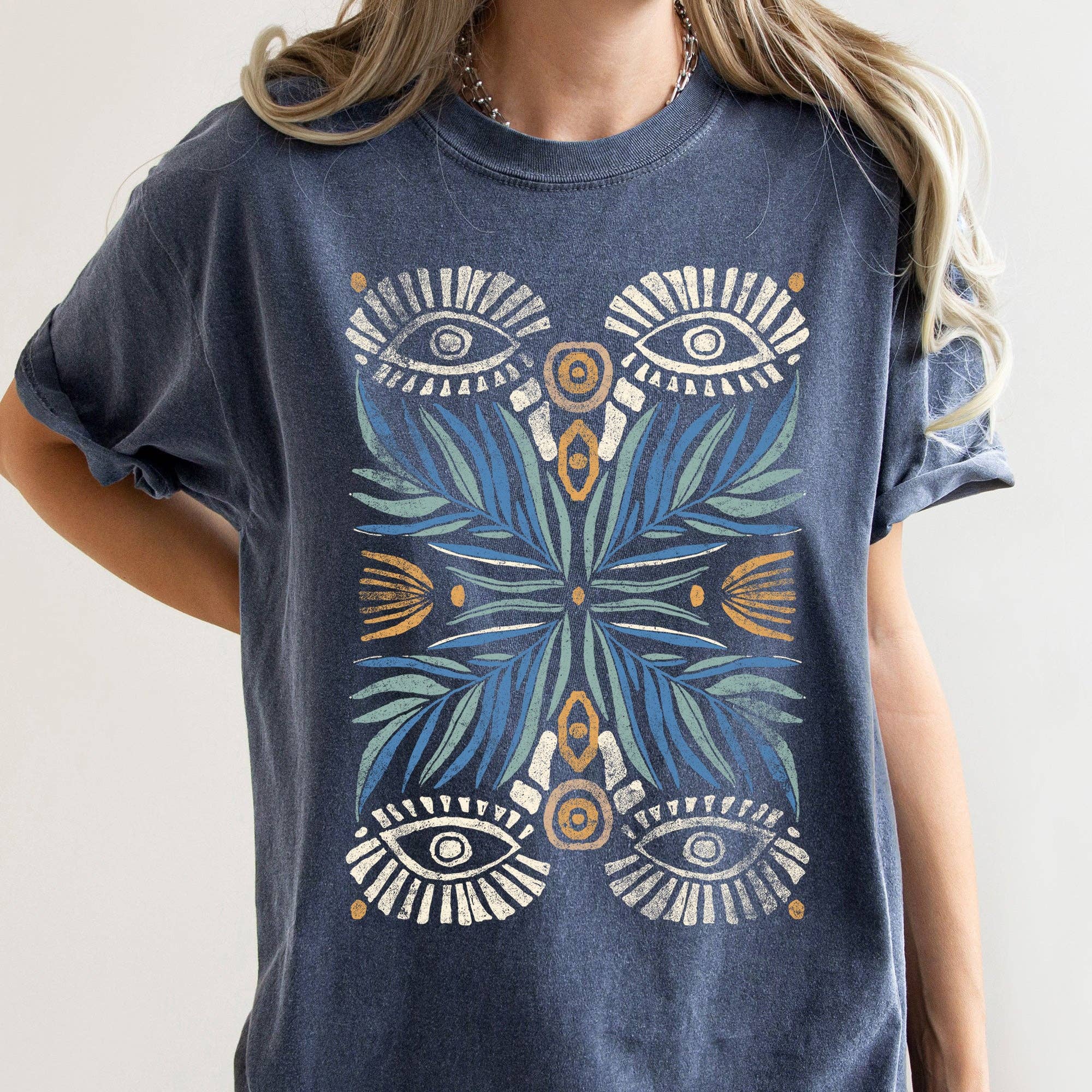 Boho Folk Art Vintage Mystical Floral T-Shirt Hoodie, Sweatshirt | PodTeesHub.com
