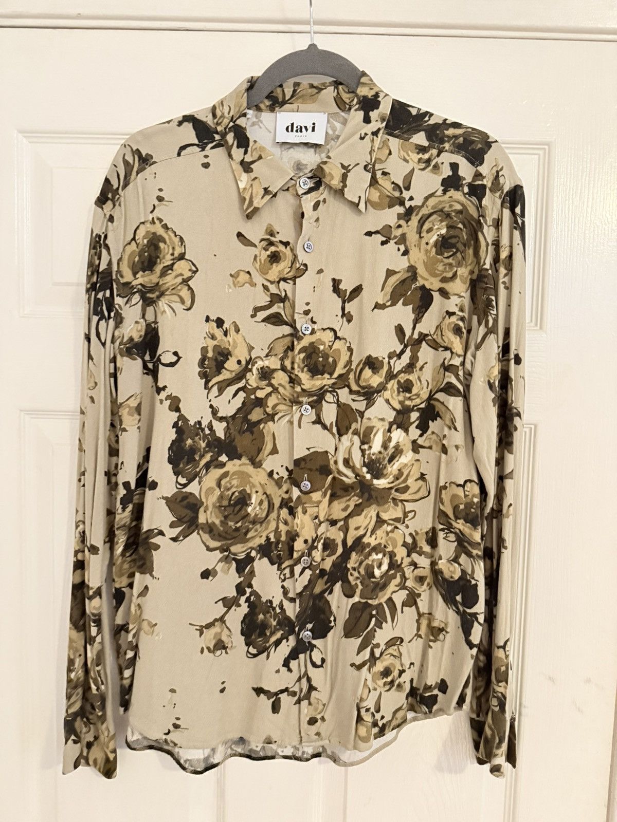 Other Davi Paris Tan Long Sleeve Printed Shirt Hoodie, Sweatshirt | PodTeesHub.com