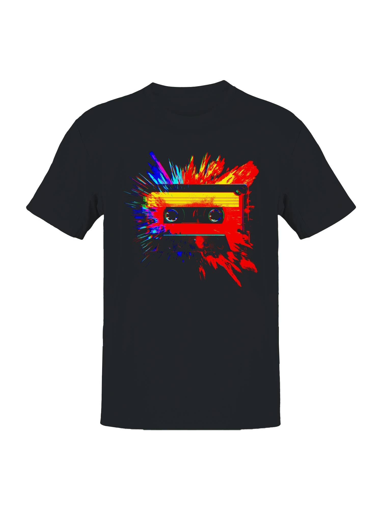 Retro Colorful Cassette Burst Men's T-Shirt Hoodie, Sweatshirt | PodTeesHub.com