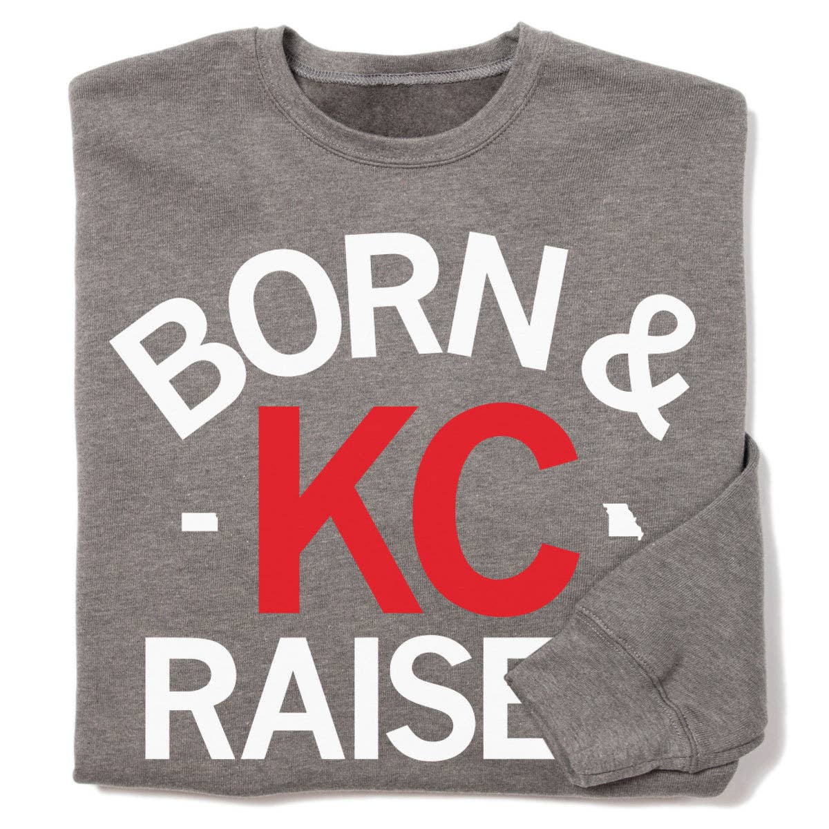Kc Born & Raised Grey Crew Sweatshirt T-Shirts, Hoodie | PodTeesHub.com