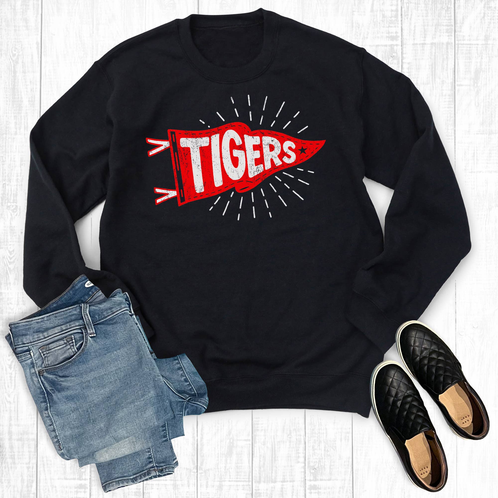 Custom Football Mascot Pennant Flag Graphic Sweatshirt T-Shirts, Hoodie | PodTeesHub.com