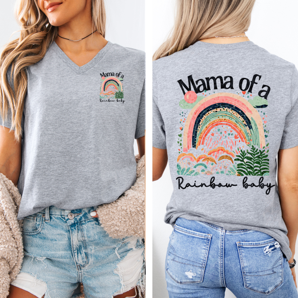 Mama of A Rainbow Baby | Women's V-Neck T-Shirt Hoodie, Sweatshirt | PodTeesHub.com
