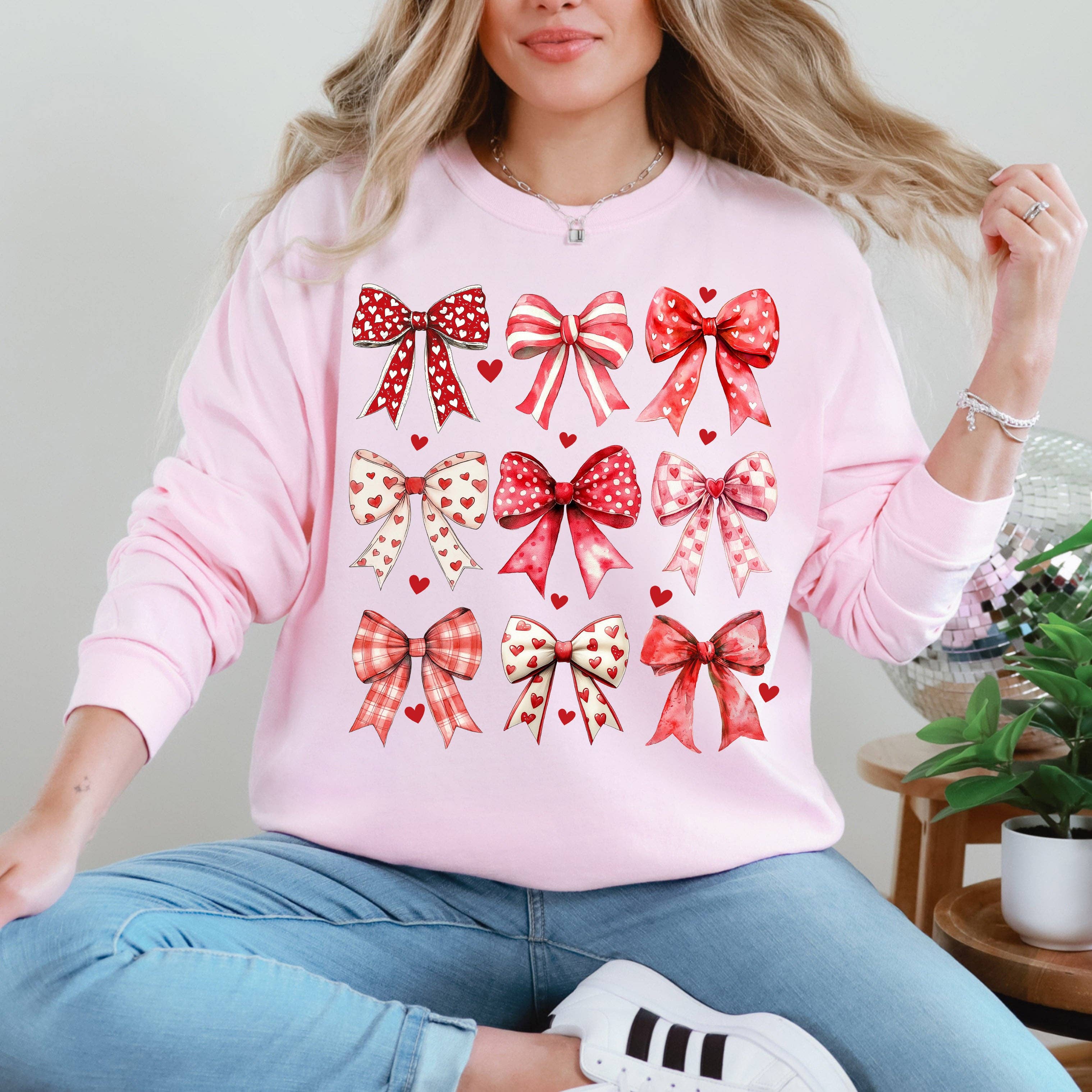 Retro Bows, Ribbons Coquette Valentine's Day Love Sweatshirt T-Shirts, Hoodie | PodTeesHub.com